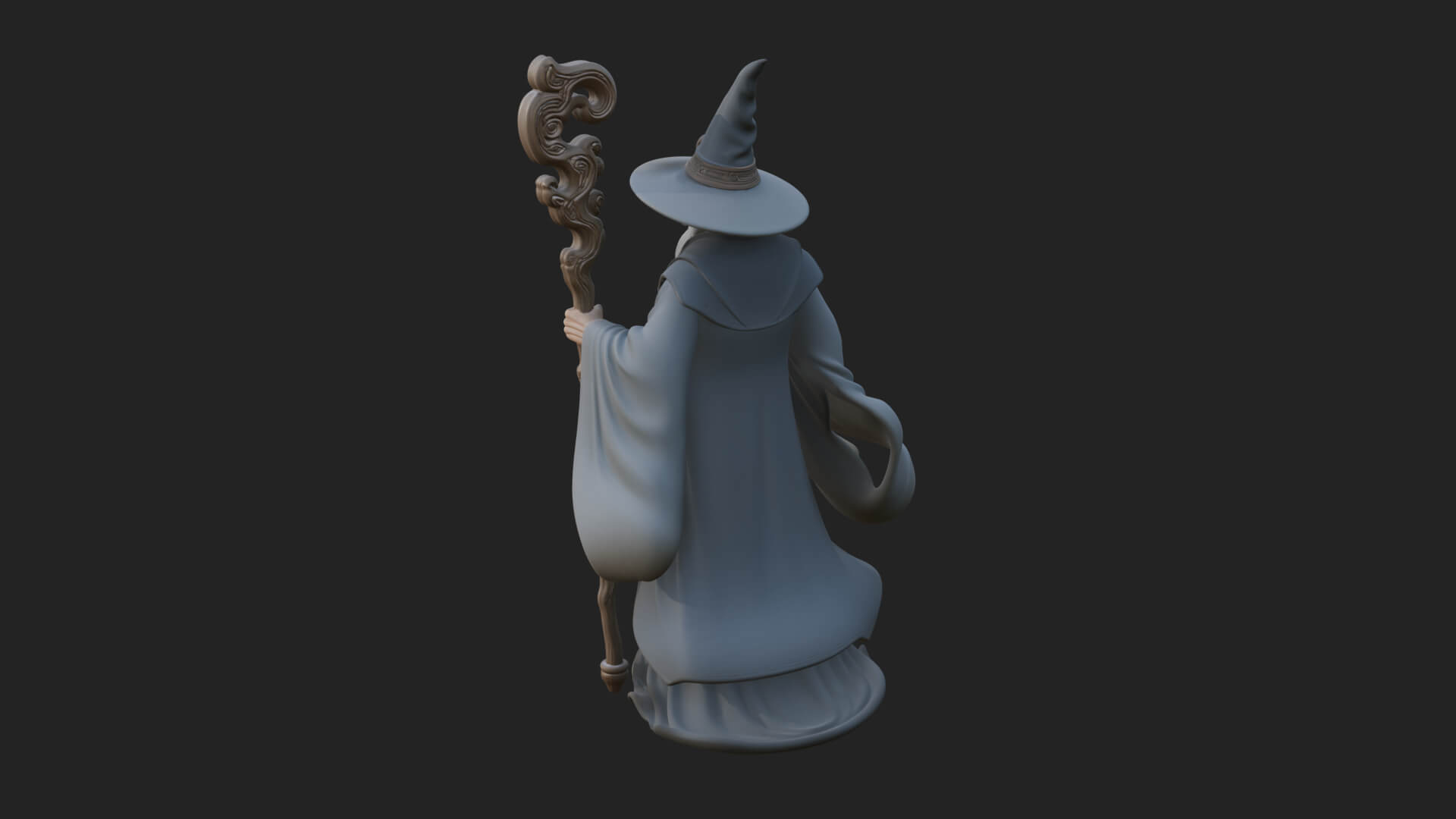Hooded Wizard with Staff Statue Design 15 3D Print Model 3D Model
