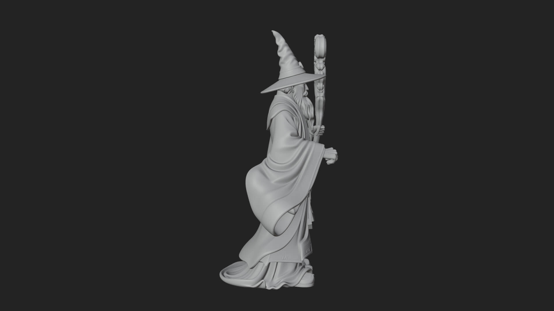 Hooded Wizard with Staff Statue Design 15 3D Print Model 3D Model