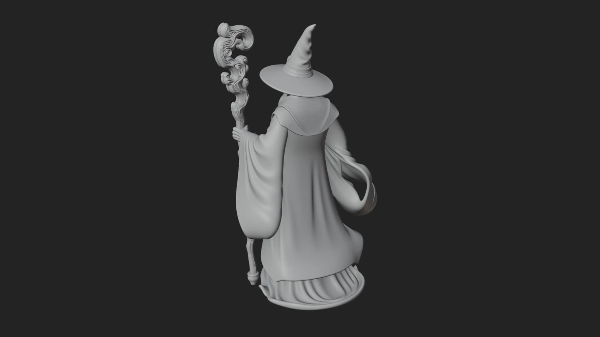 Hooded Wizard with Staff Statue Design 15 3D Print Model 3D Model