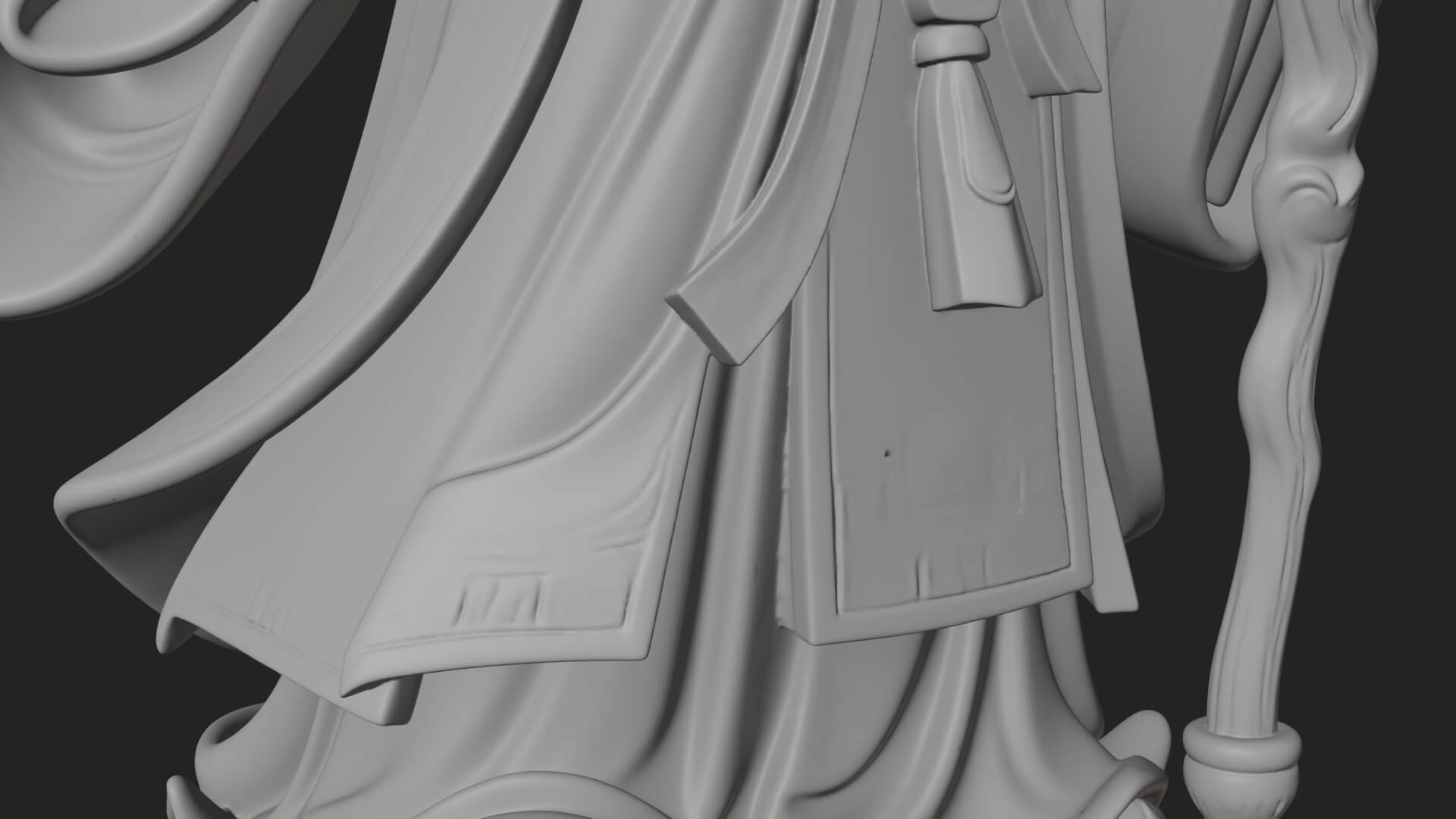 Hooded Wizard with Staff Statue Design 15 3D Print Model 3D Model