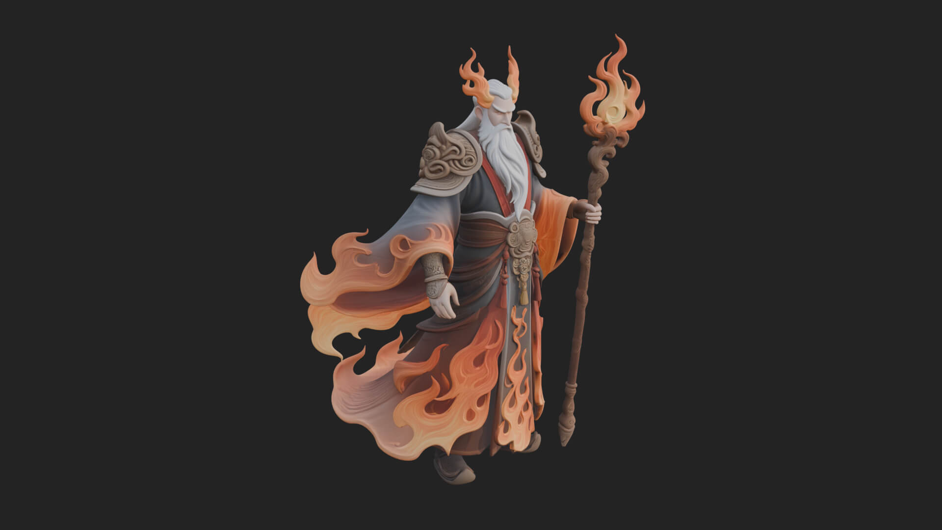 Hooded Wizard with Staff Statue Design 16 3D Print Model 3D Model