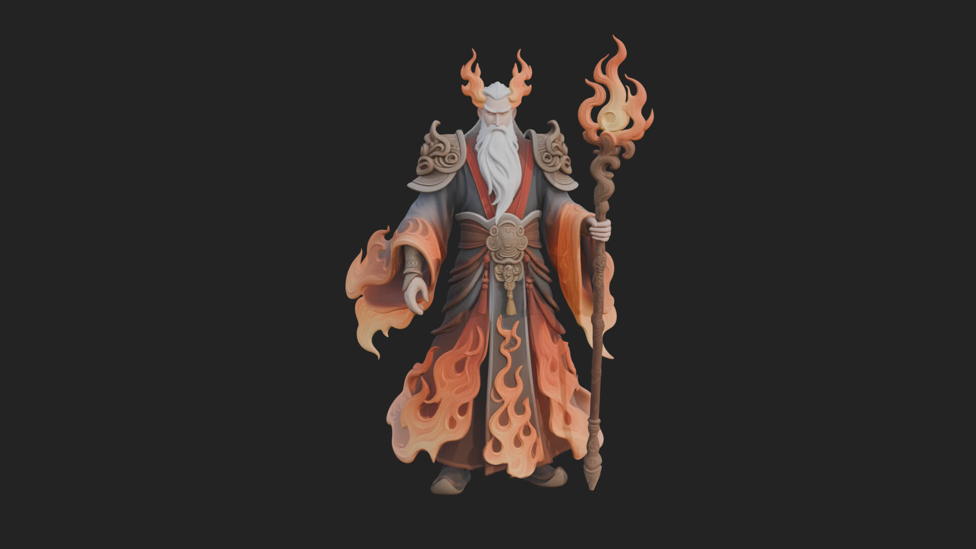 Hooded Wizard with Staff Statue Design 16 3D Print Model 3D Model