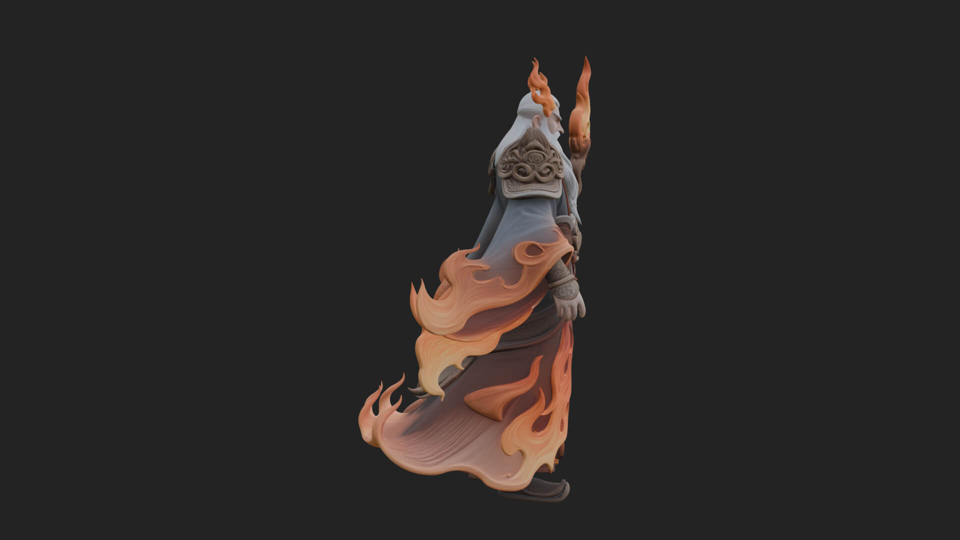 Hooded Wizard with Staff Statue Design 16 3D Print Model 3D Model