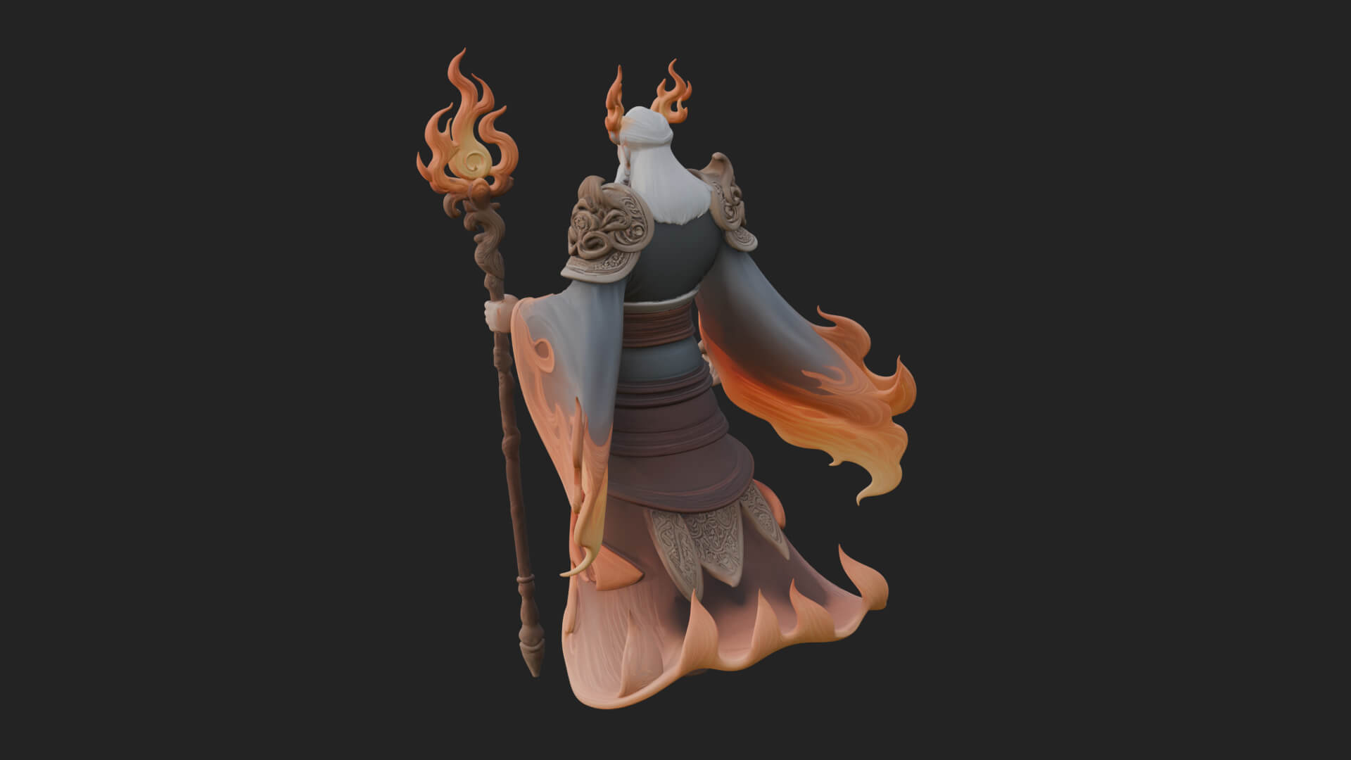 Hooded Wizard with Staff Statue Design 16 3D Print Model 3D Model