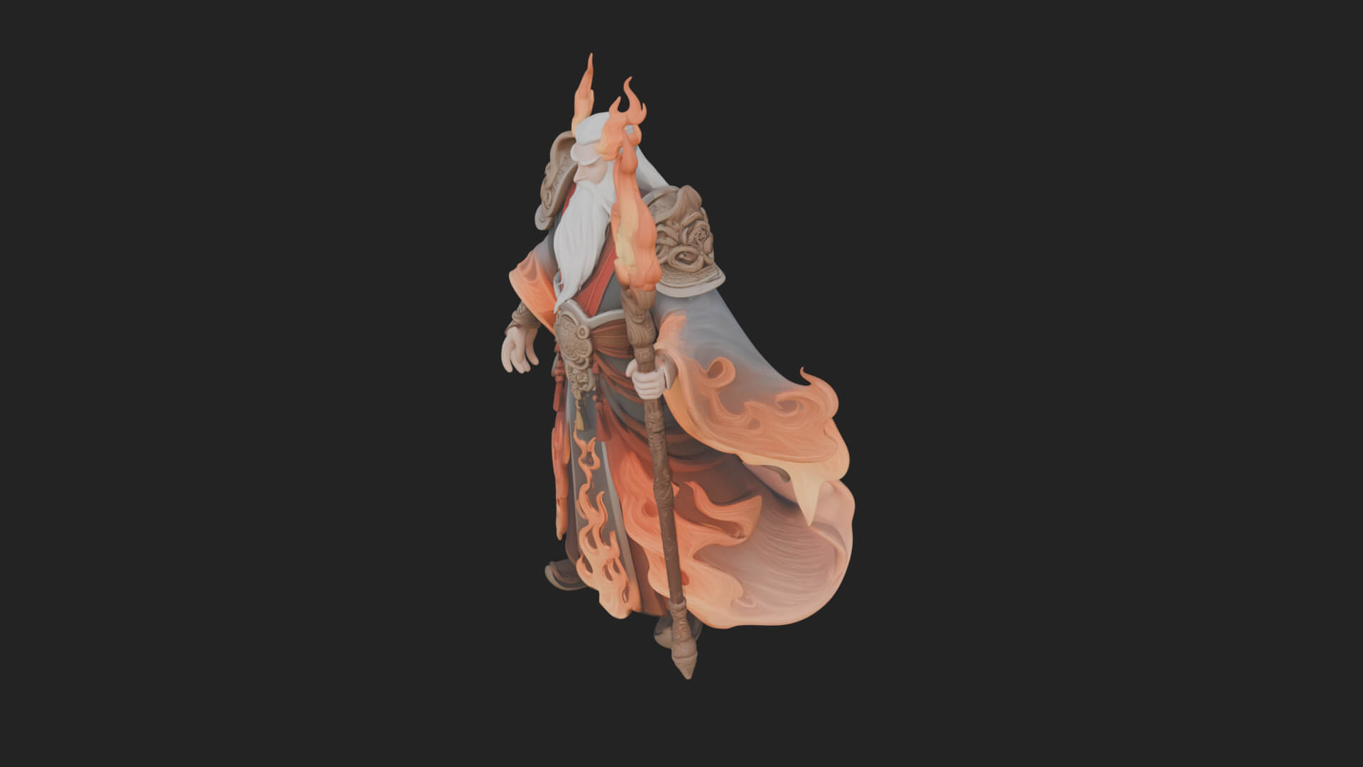 Hooded Wizard with Staff Statue Design 16 3D Print Model 3D Model
