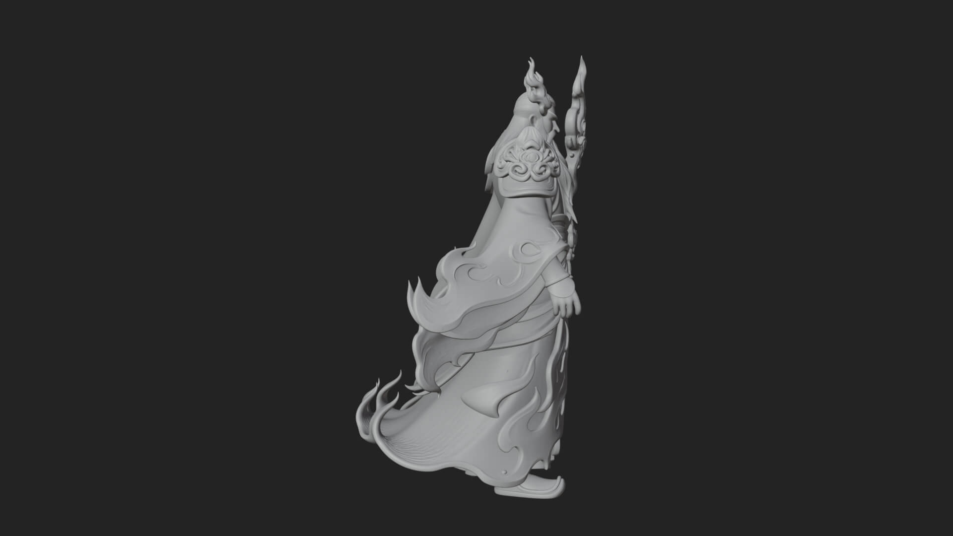 Hooded Wizard with Staff Statue Design 16 3D Print Model 3D Model