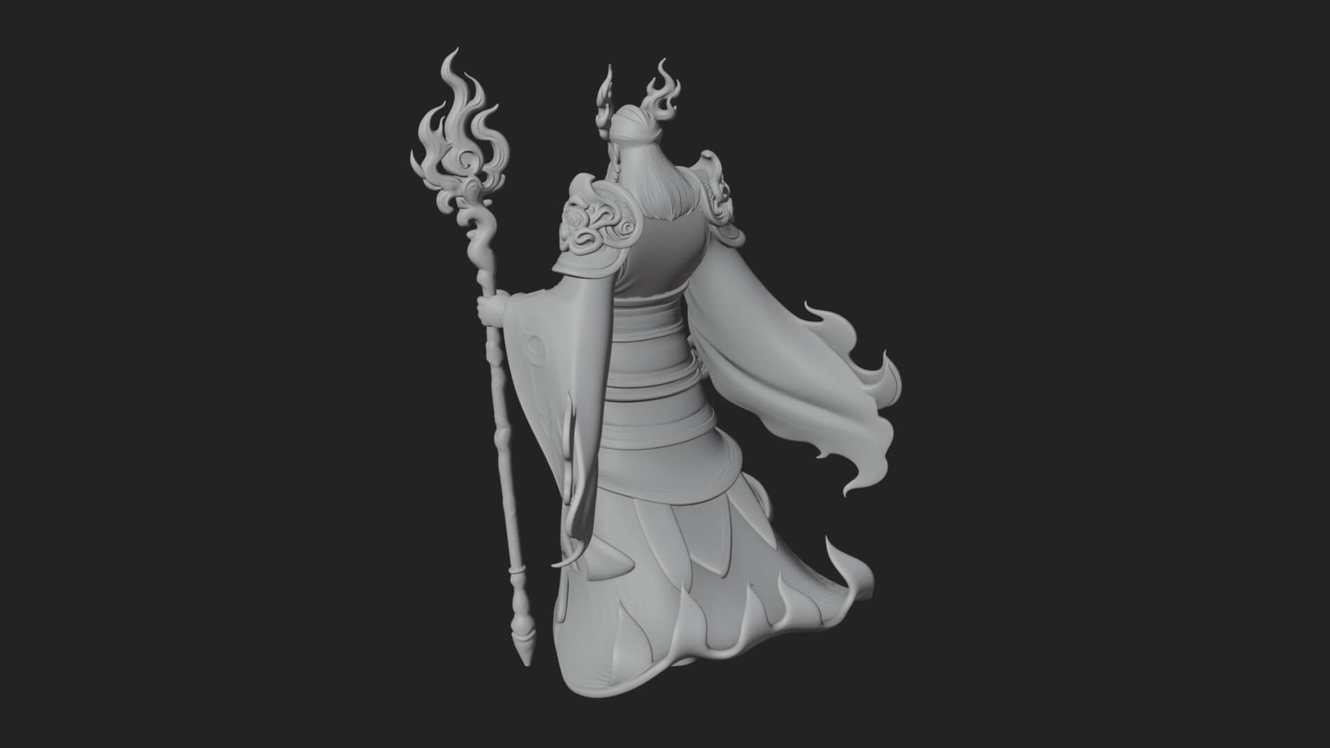 Hooded Wizard with Staff Statue Design 16 3D Print Model 3D Model