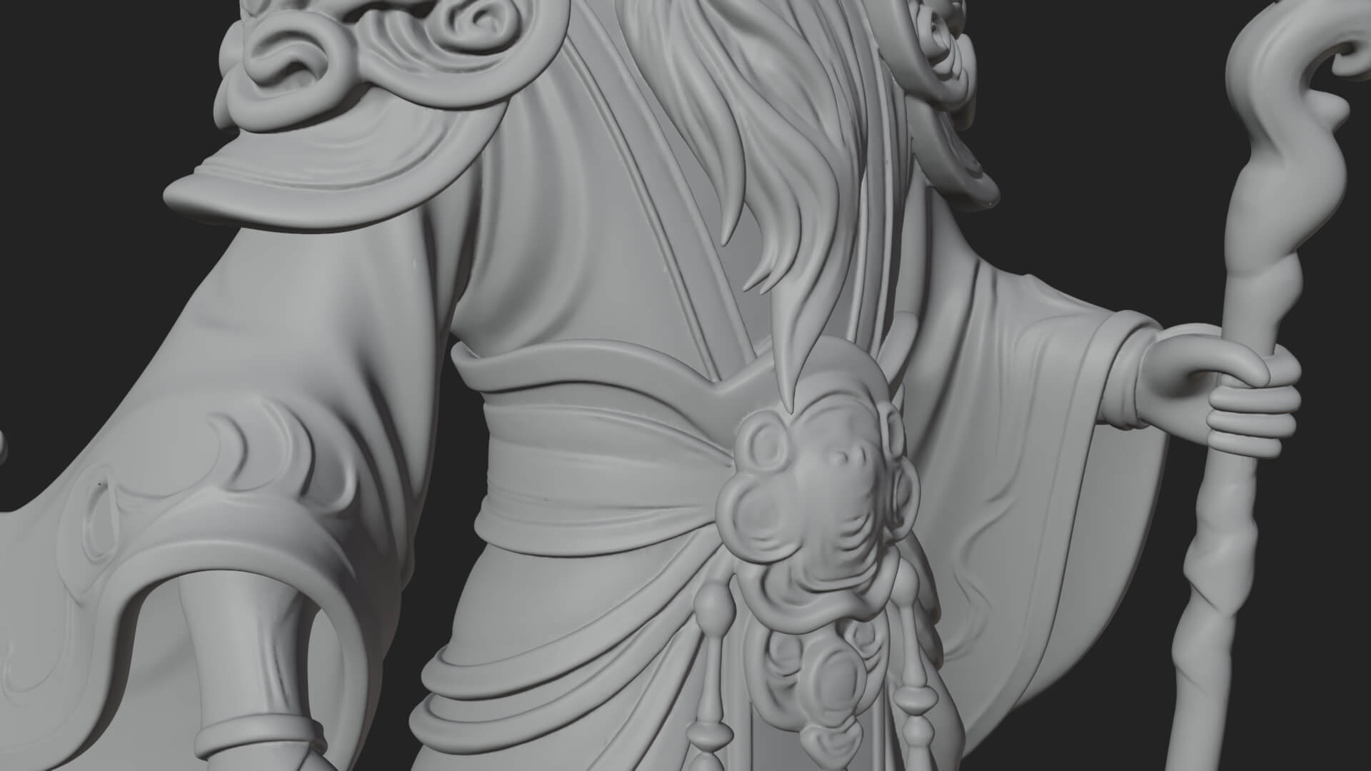 Hooded Wizard with Staff Statue Design 16 3D Print Model 3D Model