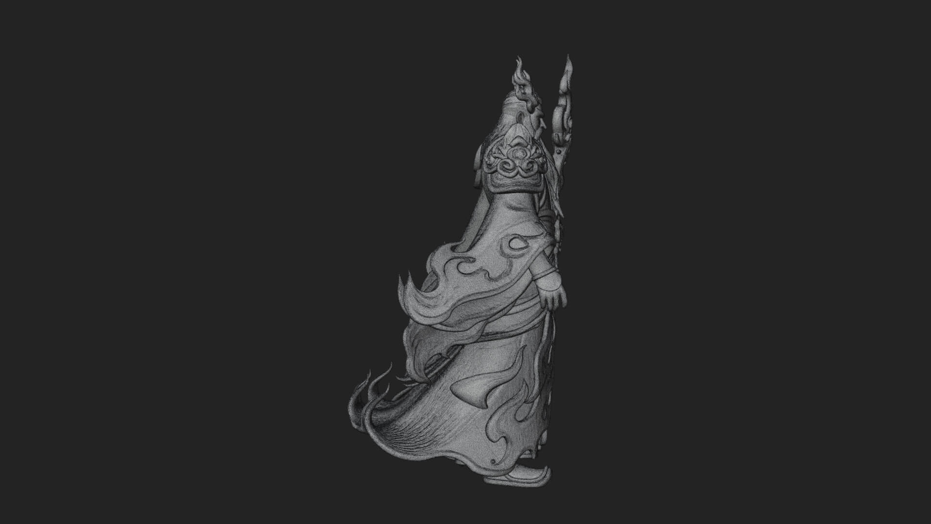 Hooded Wizard with Staff Statue Design 16 3D Print Model 3D Model