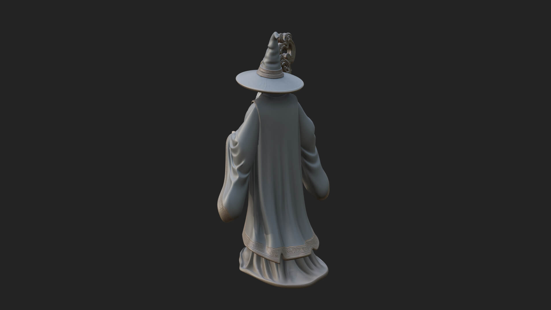 Hooded Wizard With Staff Statue Design 17 3D Print Model 3D Model
