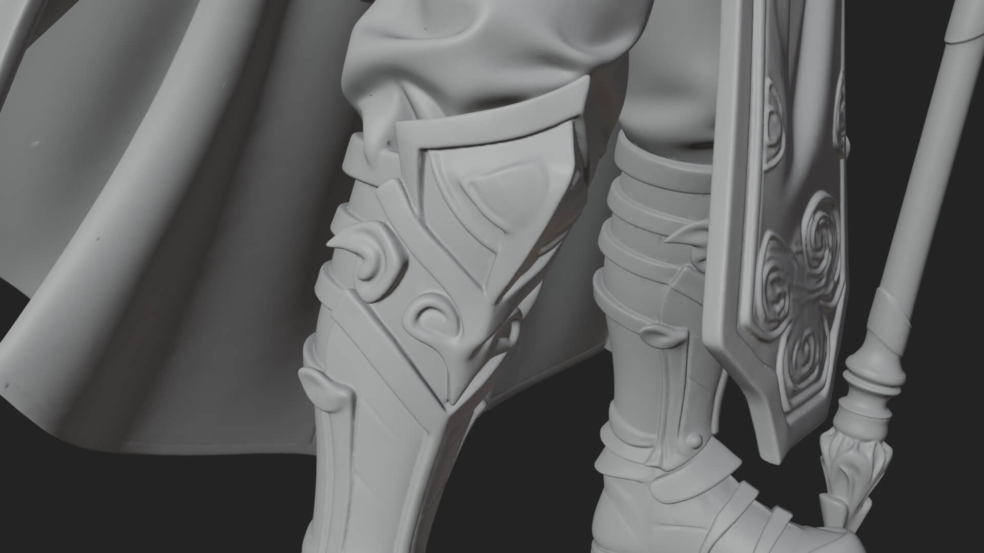 Hooded Wizard with Staff Statue Design 18 3D Print Model 3D Model
