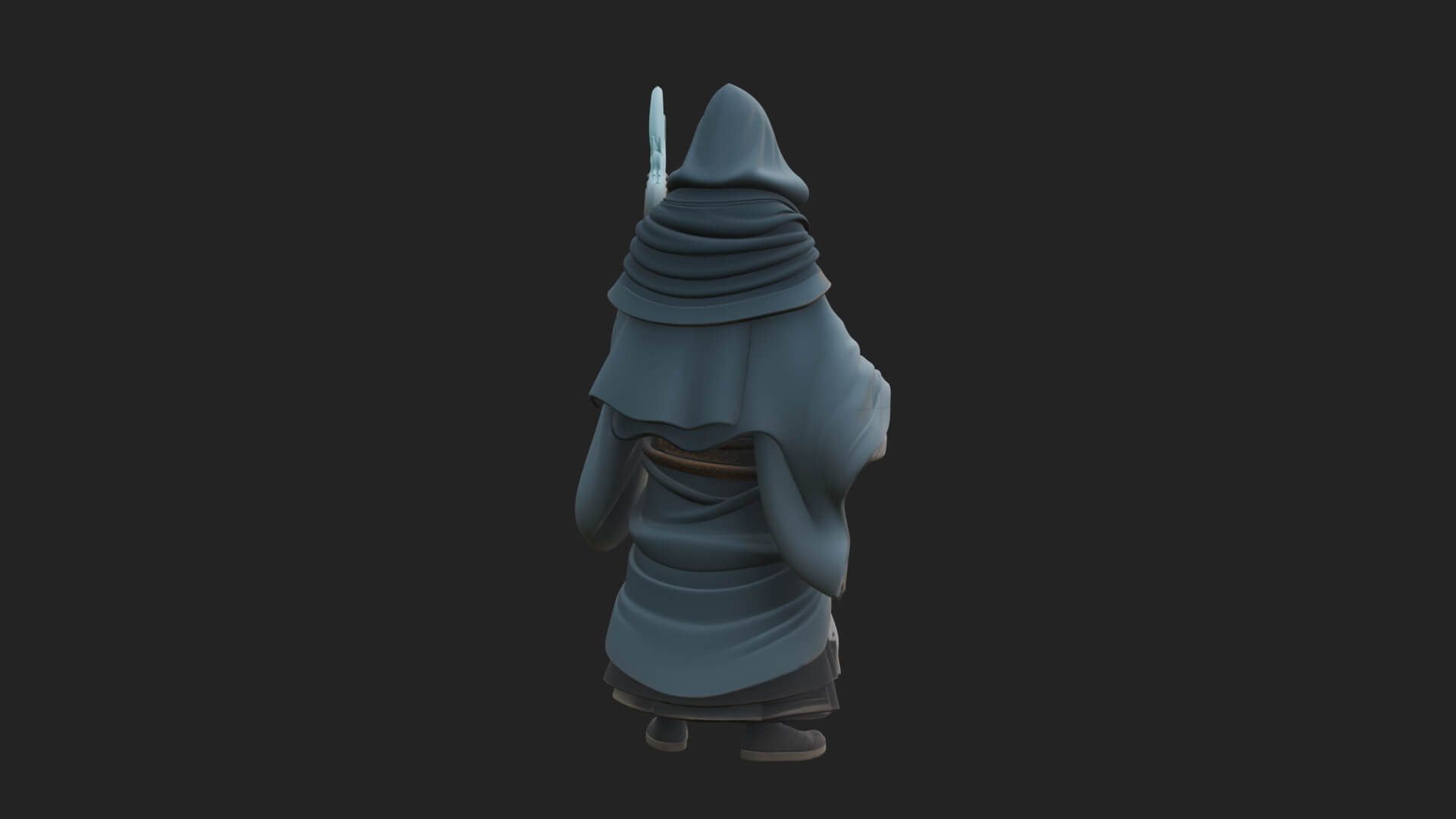 Hooded Wizard with Staff Statue Design 19 3D Print Model 3D Model