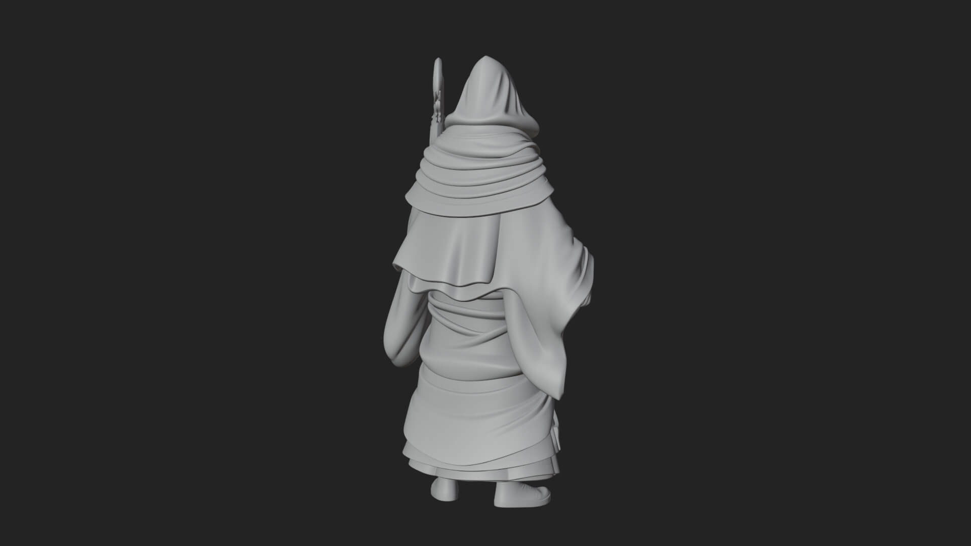Hooded Wizard with Staff Statue Design 19 3D Print Model 3D Model
