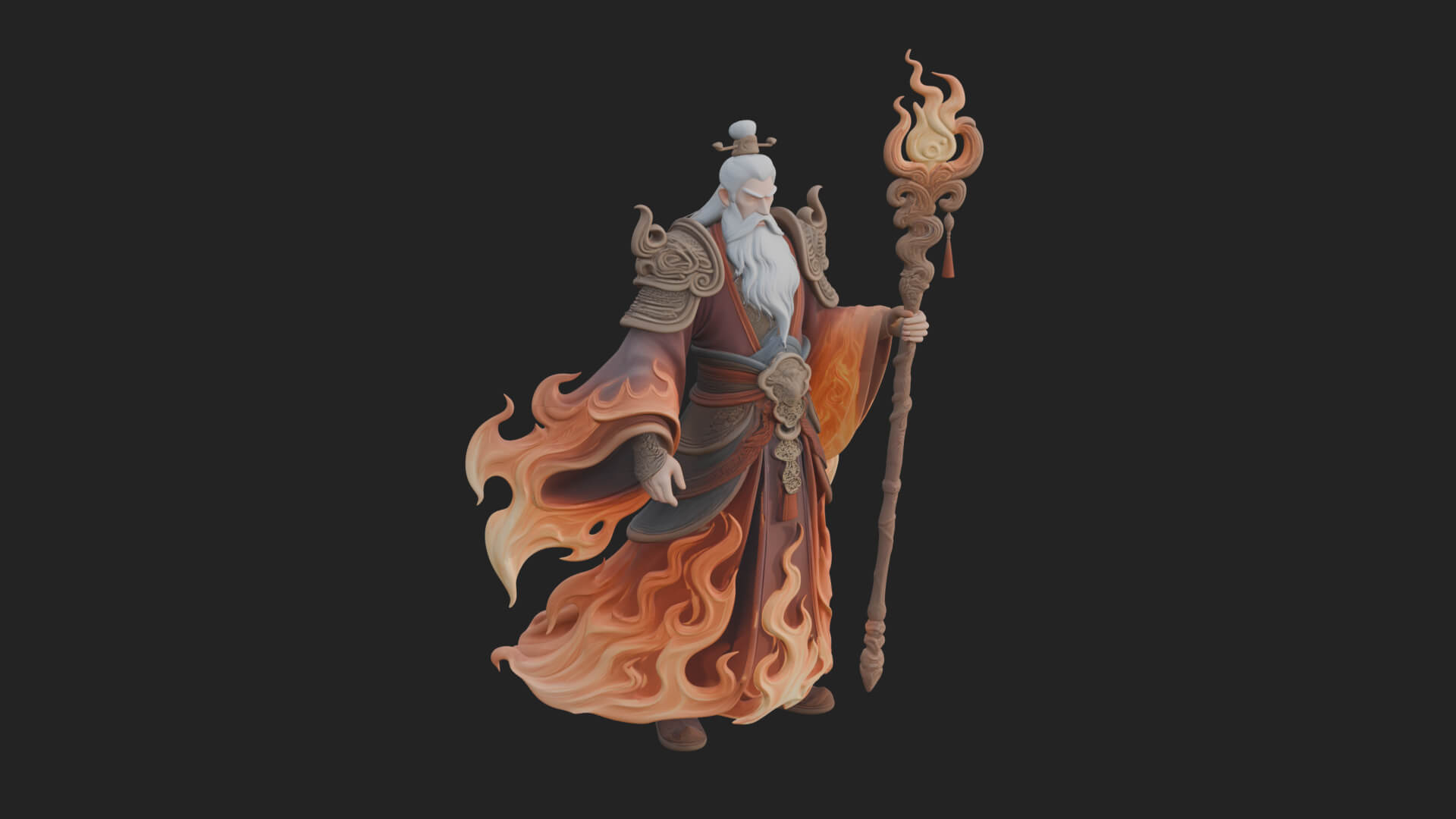 Hooded Wizard with Staff Statue Design 20 3D Print Model 3D Model