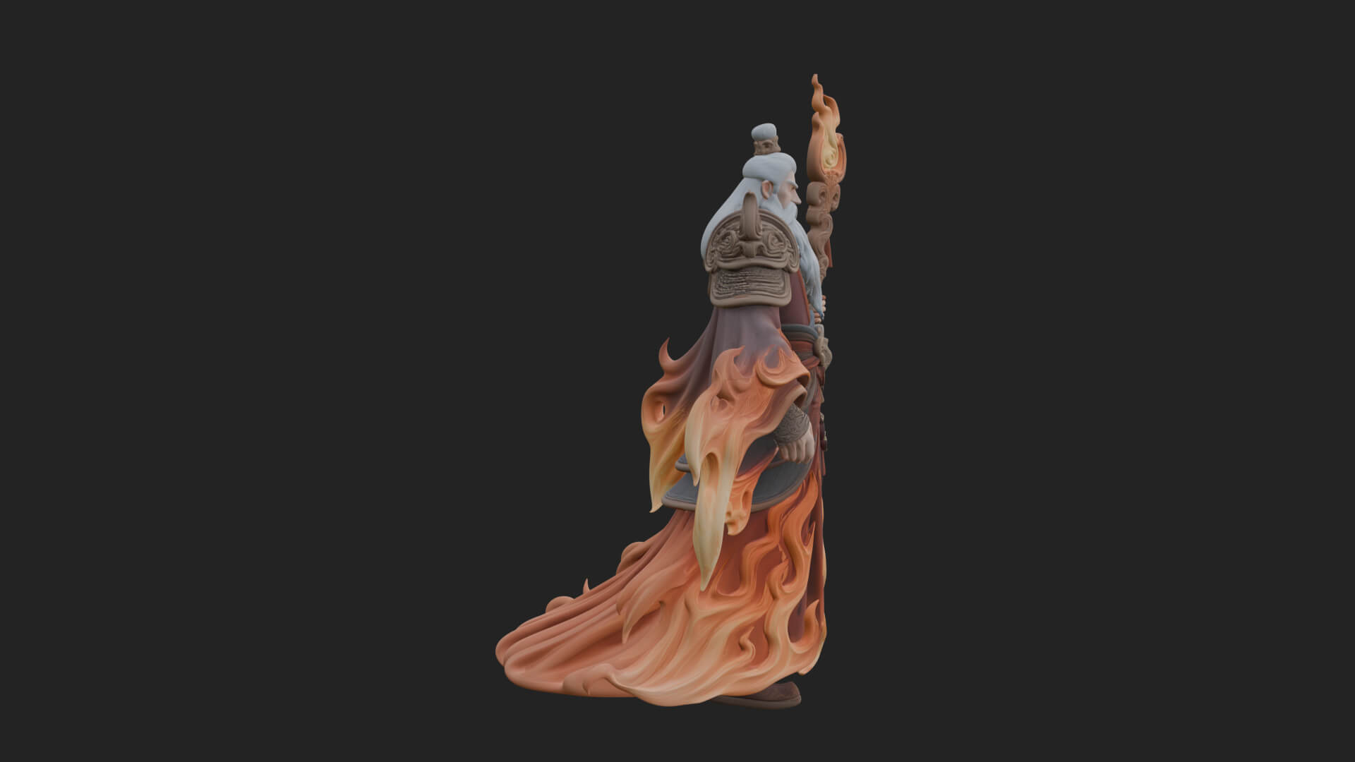 Hooded Wizard with Staff Statue Design 20 3D Print Model 3D Model