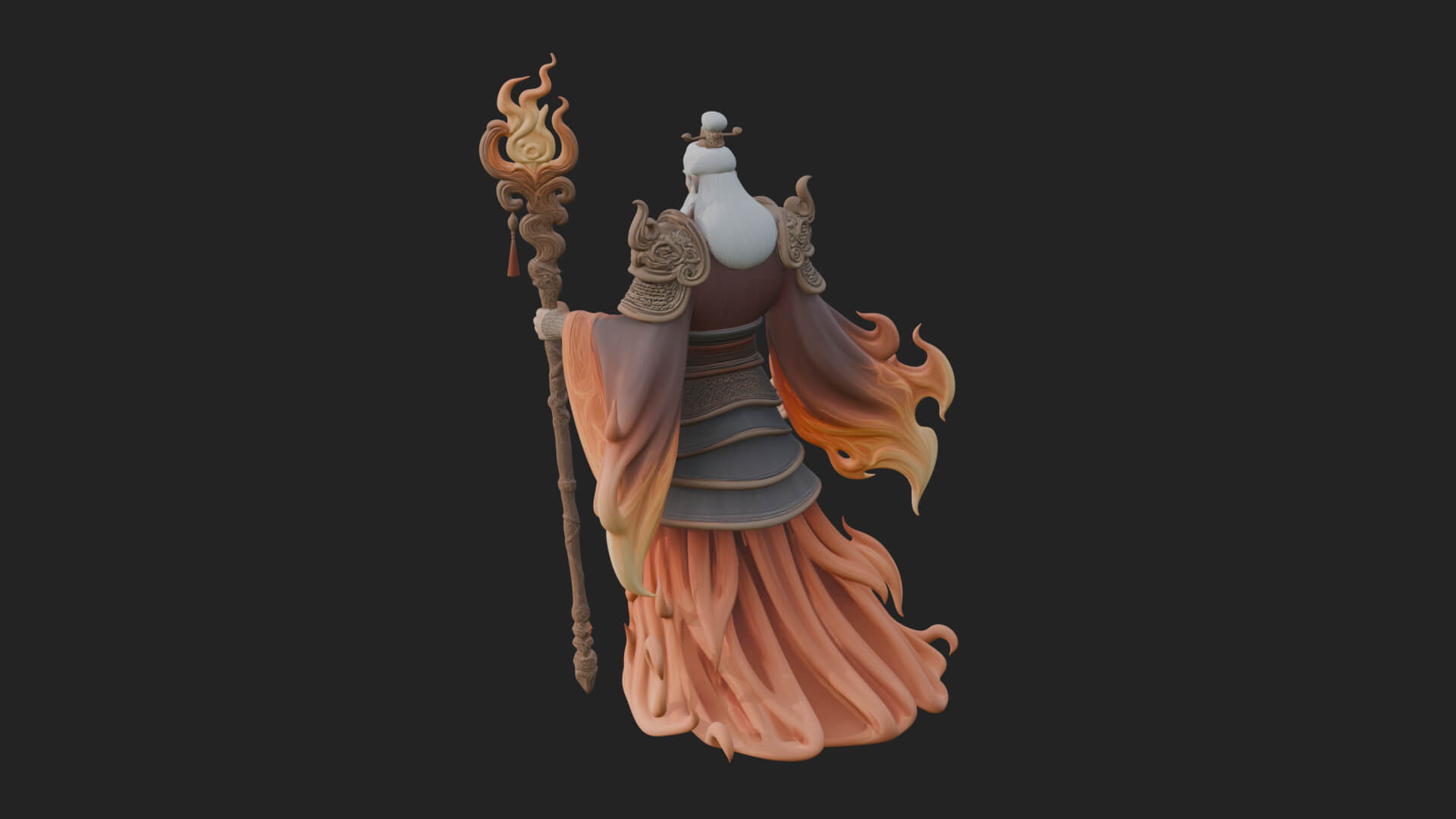 Hooded Wizard with Staff Statue Design 20 3D Print Model 3D Model