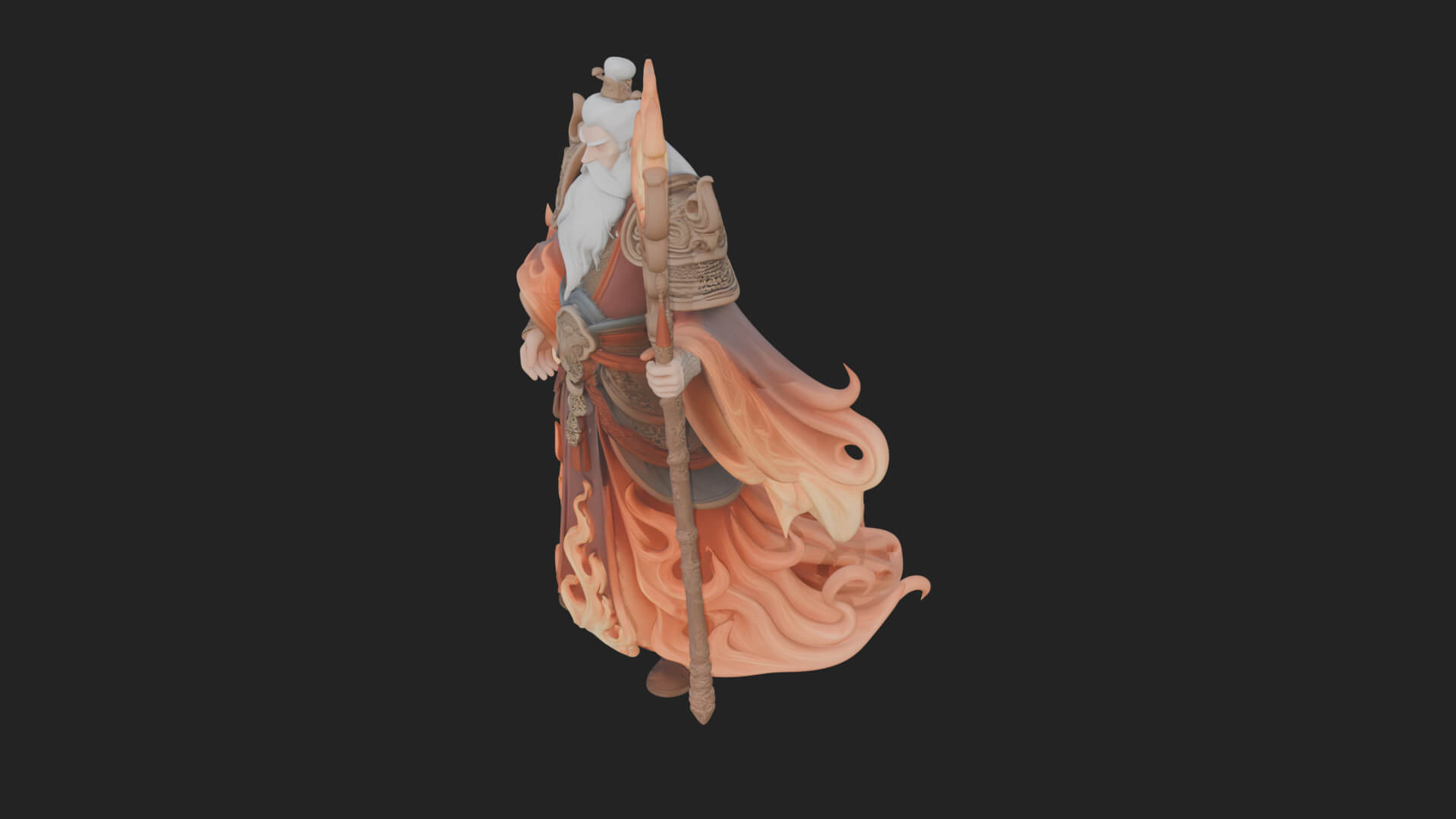 Hooded Wizard with Staff Statue Design 20 3D Print Model 3D Model