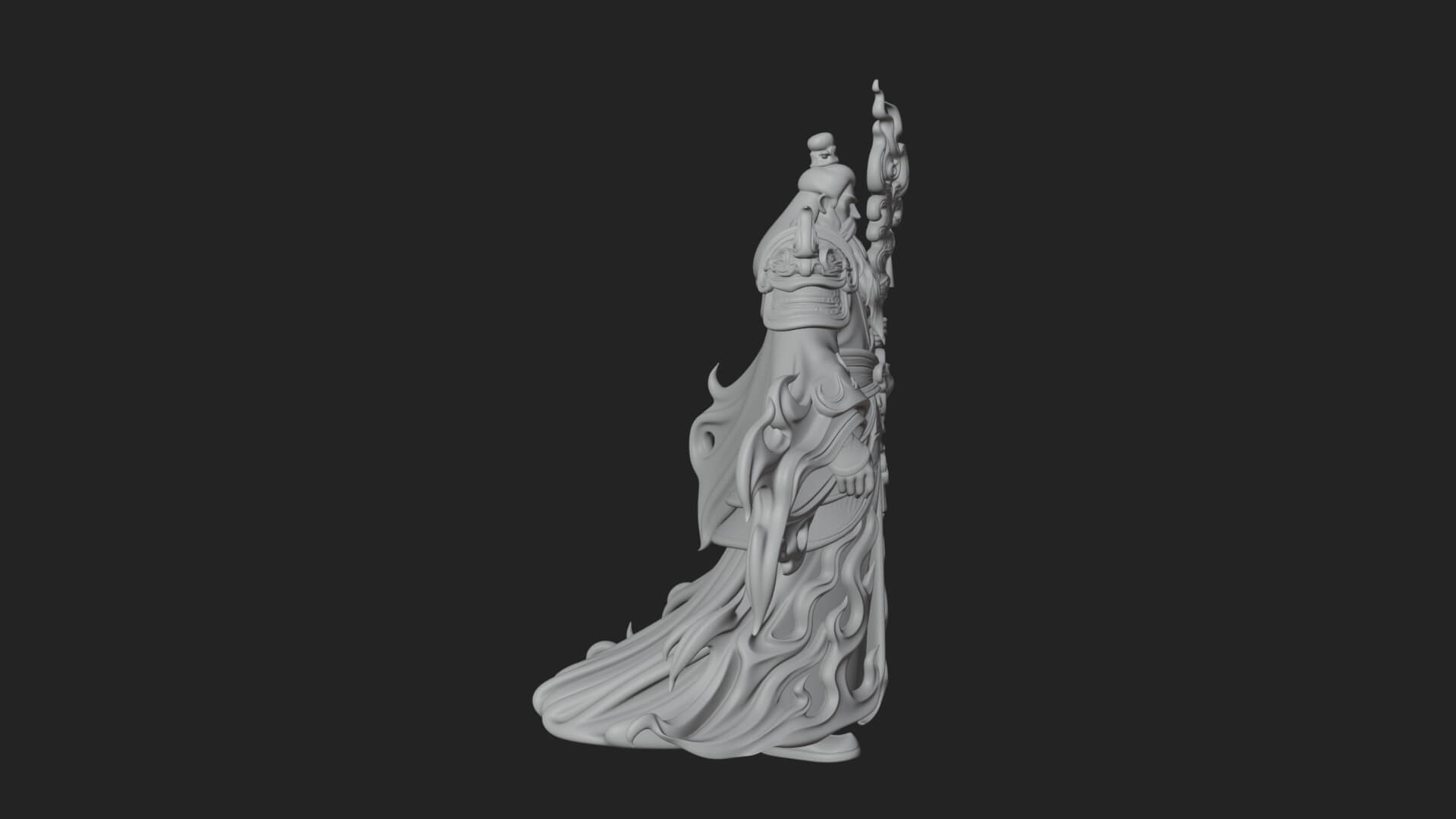 Hooded Wizard with Staff Statue Design 20 3D Print Model 3D Model