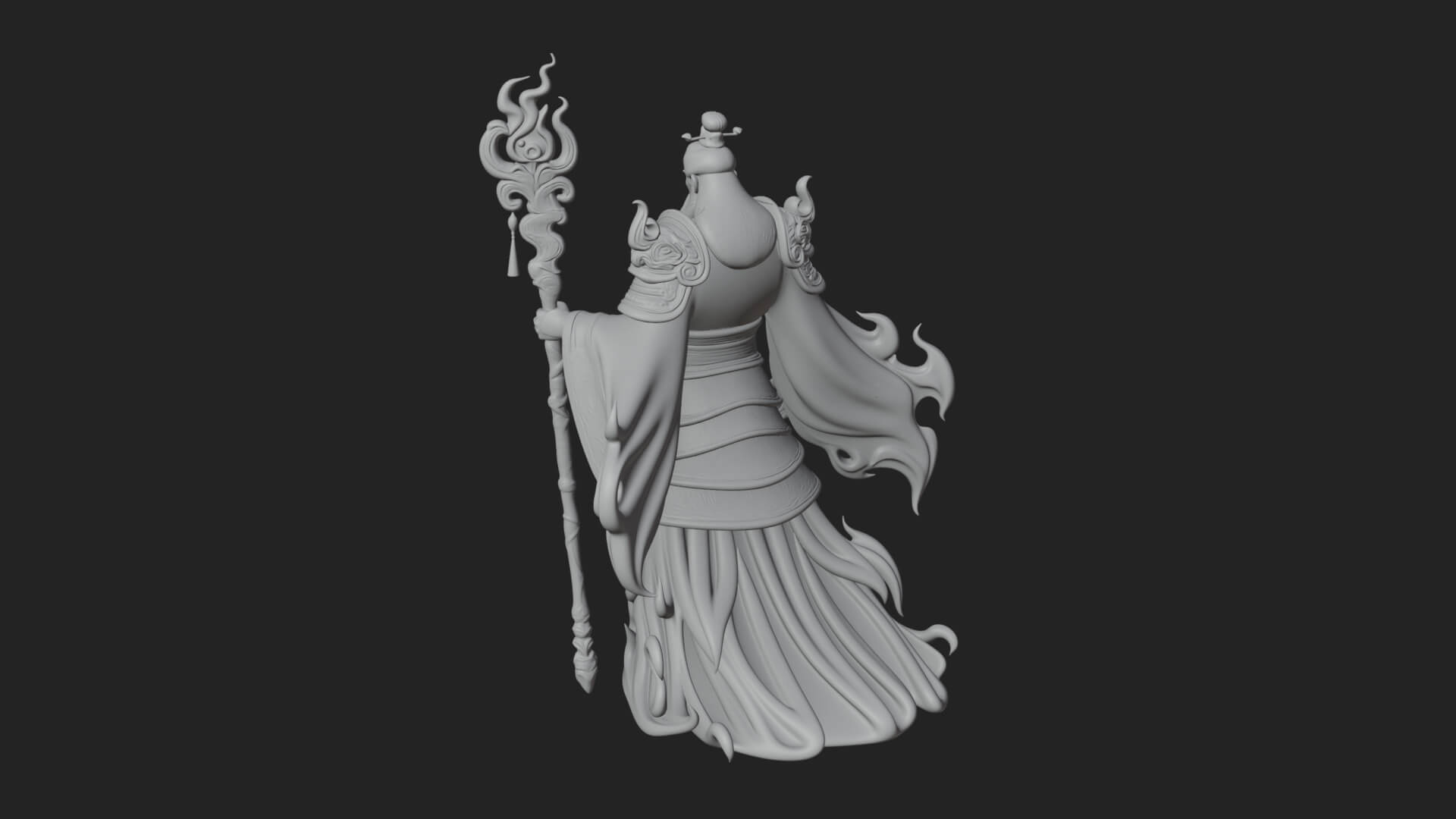 Hooded Wizard with Staff Statue Design 20 3D Print Model 3D Model