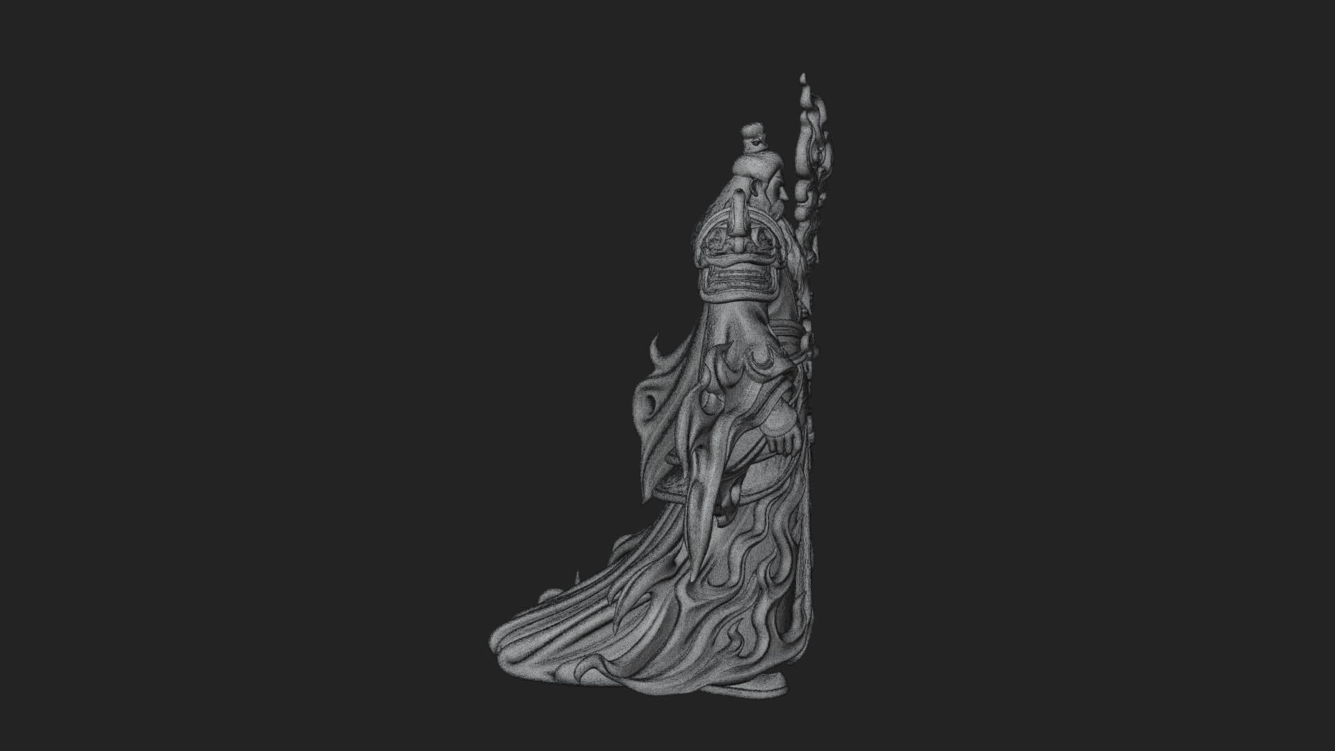 Hooded Wizard with Staff Statue Design 20 3D Print Model 3D Model