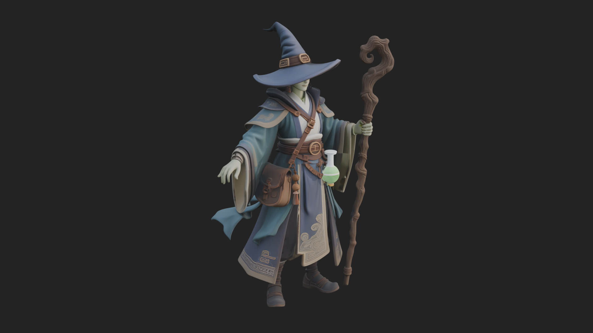 Hooded Wizard With Staff Statue Design 21 3D Print Model 3D Model