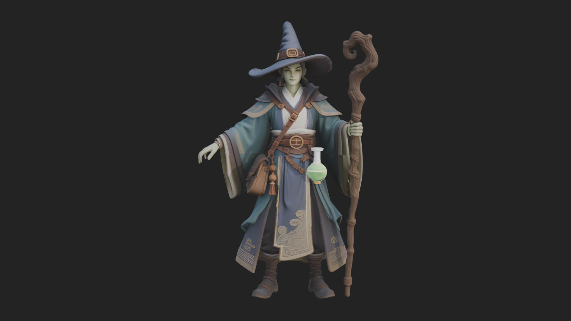 Hooded Wizard With Staff Statue Design 21 3D Print Model 3D Model