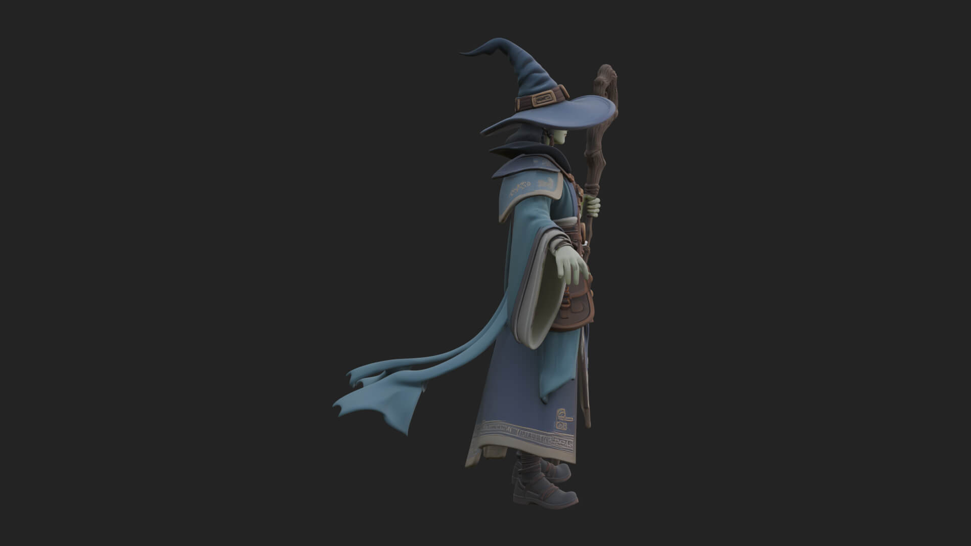 Hooded Wizard With Staff Statue Design 21 3D Print Model 3D Model
