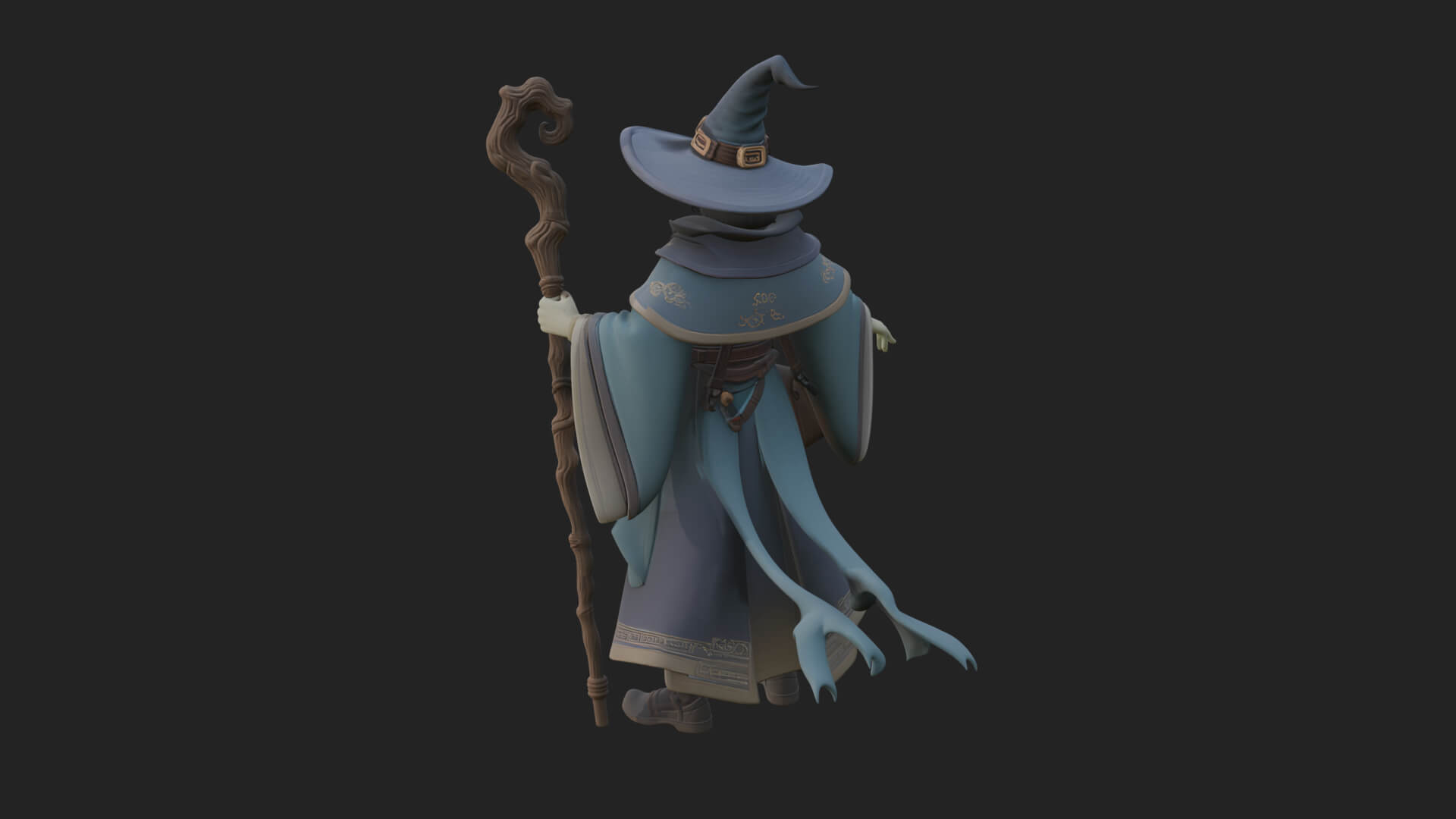Hooded Wizard With Staff Statue Design 21 3D Print Model 3D Model