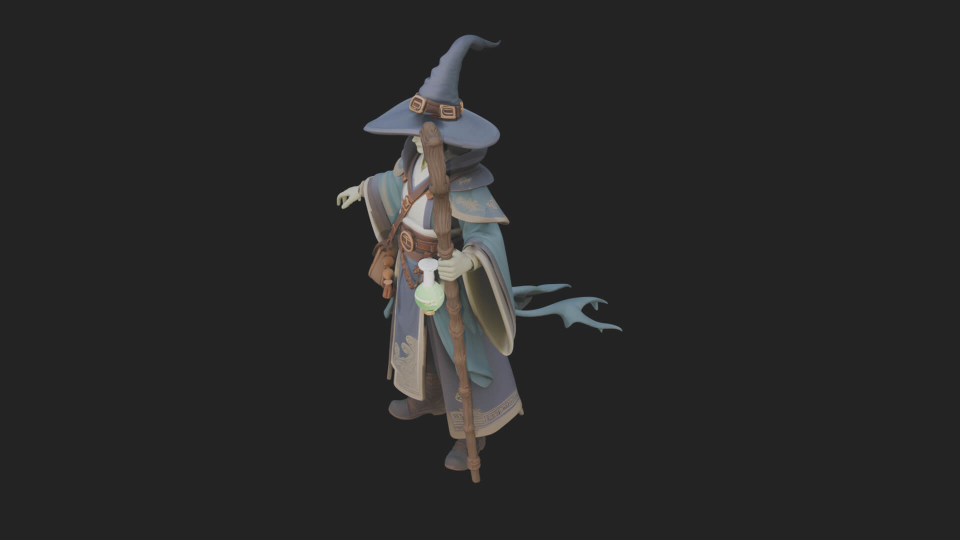 Hooded Wizard With Staff Statue Design 21 3D Print Model 3D Model