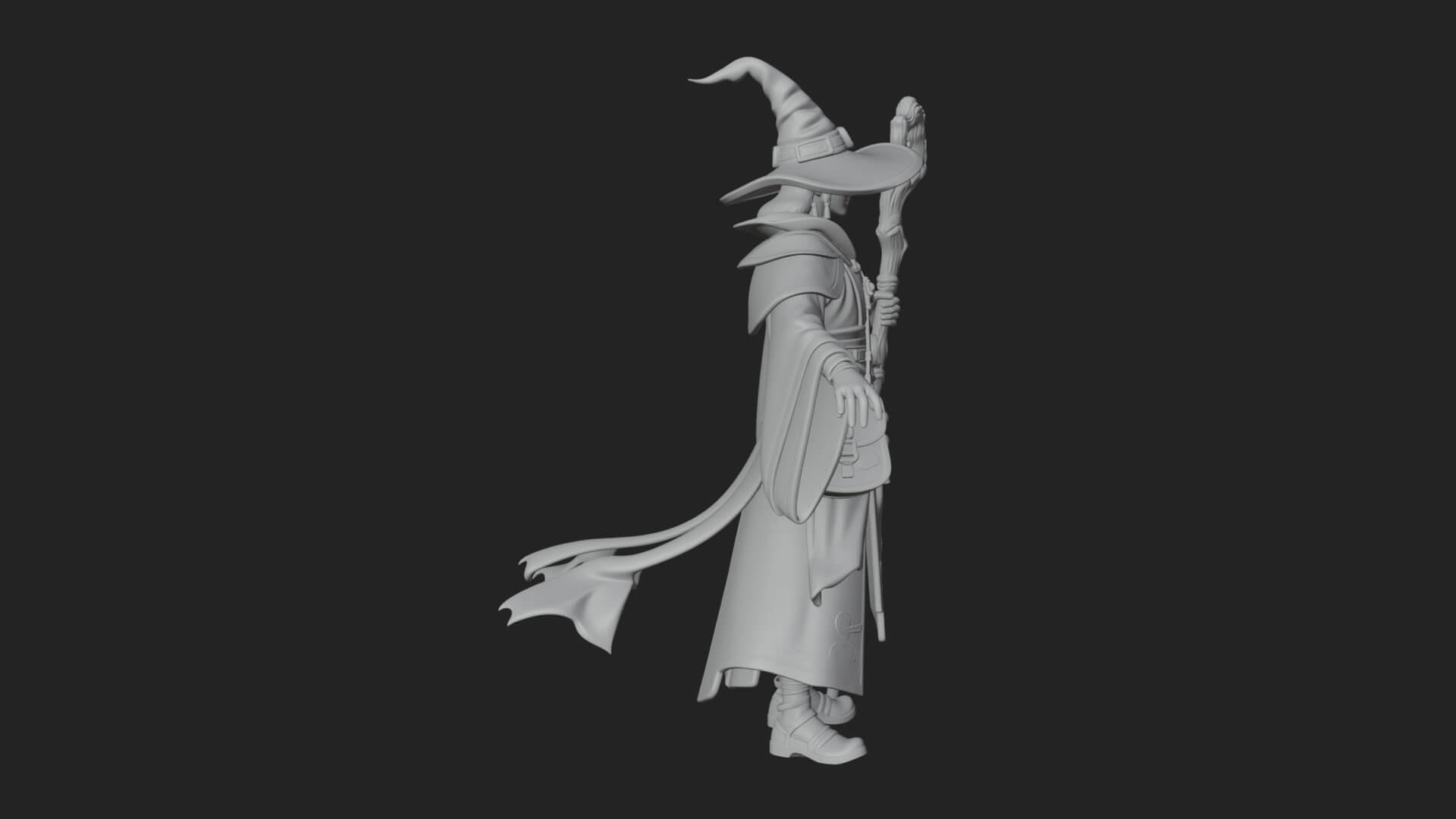 Hooded Wizard With Staff Statue Design 21 3D Print Model 3D Model