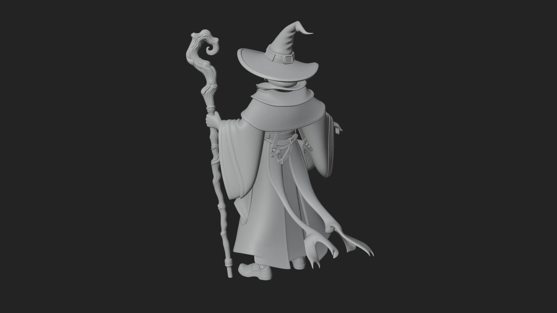 Hooded Wizard With Staff Statue Design 21 3D Print Model 3D Model