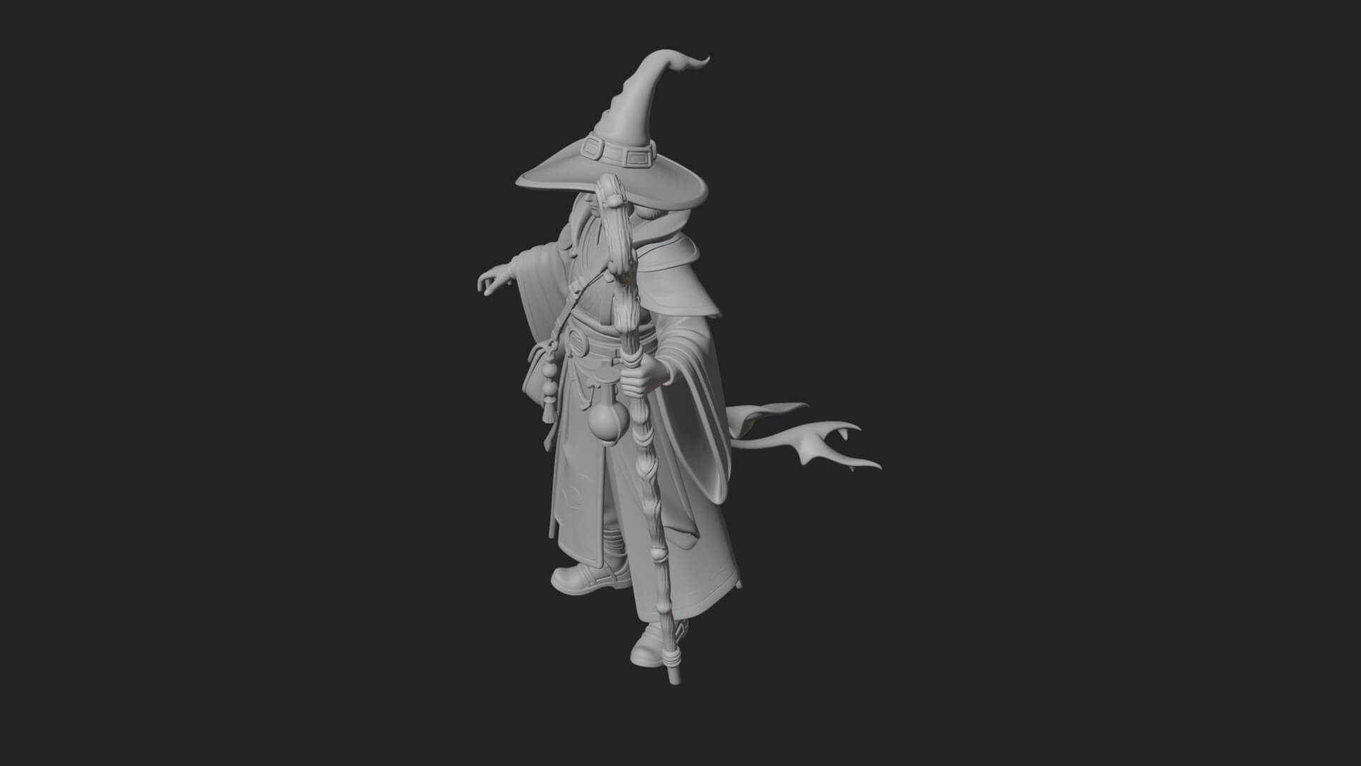 Hooded Wizard With Staff Statue Design 21 3D Print Model 3D Model