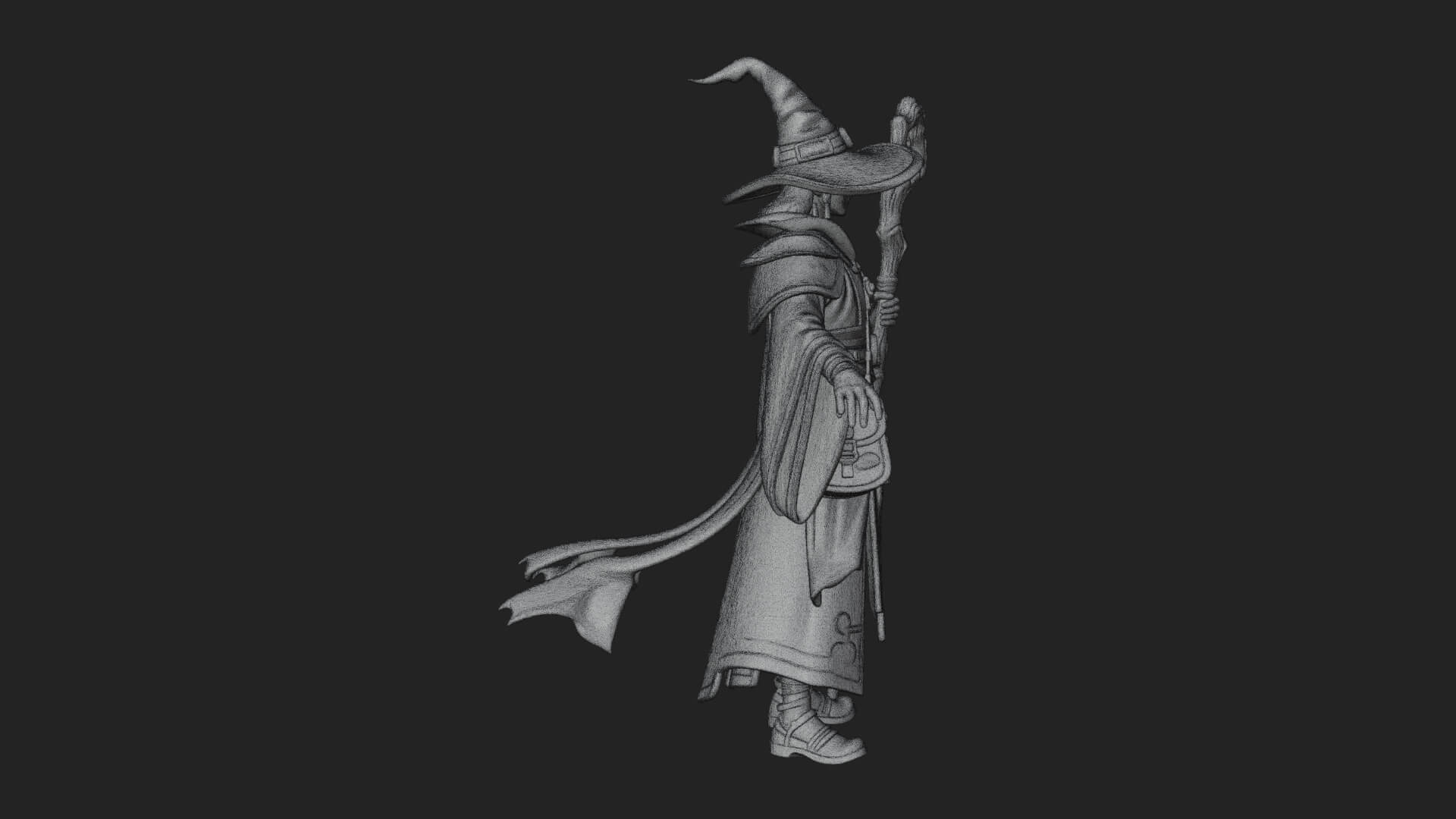 Hooded Wizard With Staff Statue Design 21 3D Print Model 3D Model
