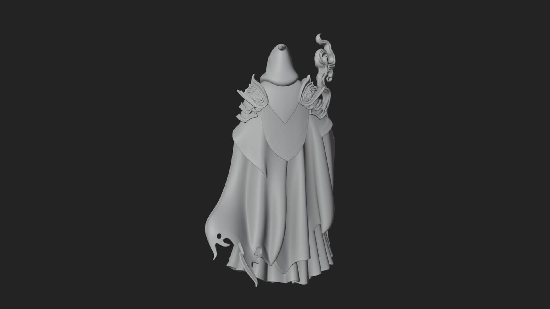 Hooded Wizard with Staff Statue Design 23 3D Print Model 3D Model