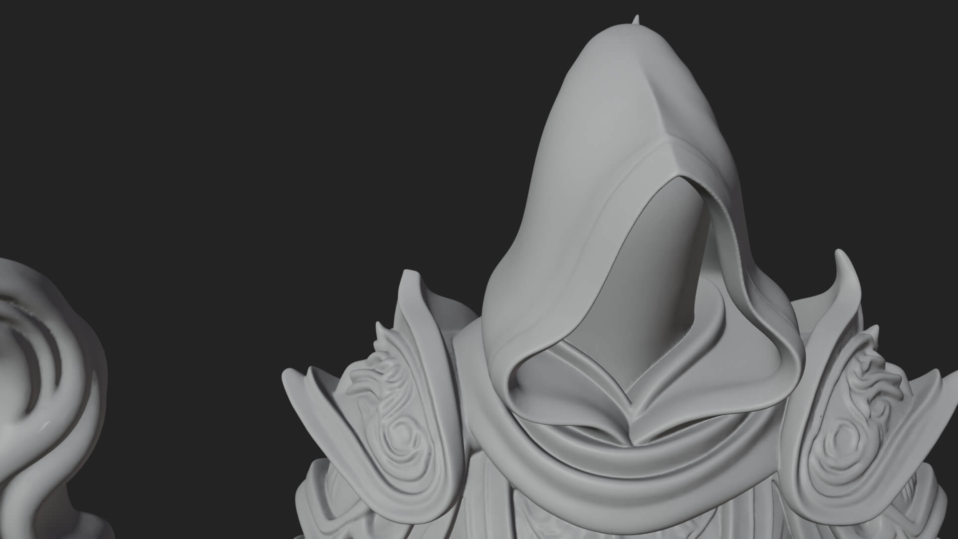 Hooded Wizard with Staff Statue Design 23 3D Print Model 3D Model