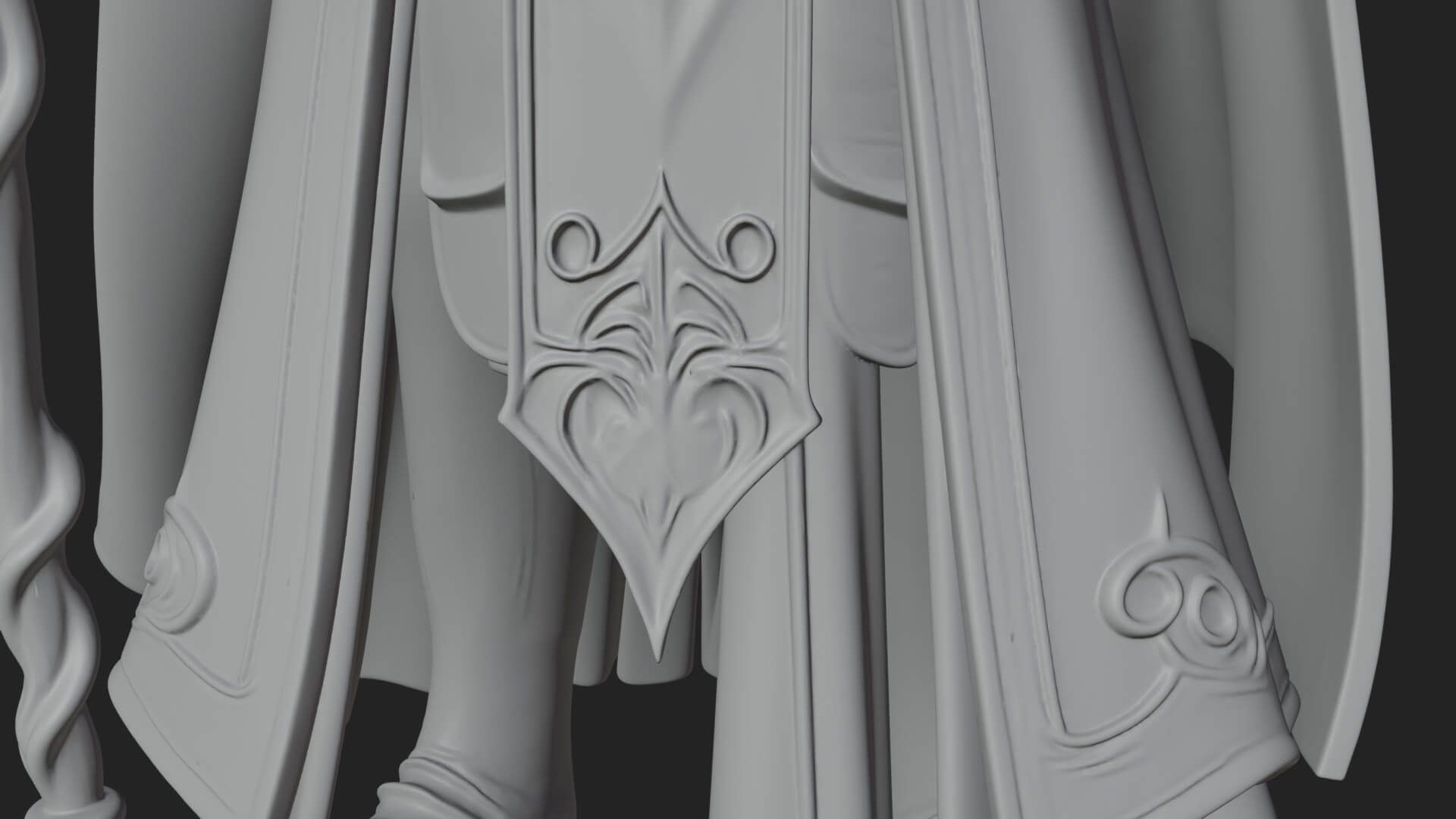 Hooded Wizard with Staff Statue Design 24 3D Print Model 3D Model