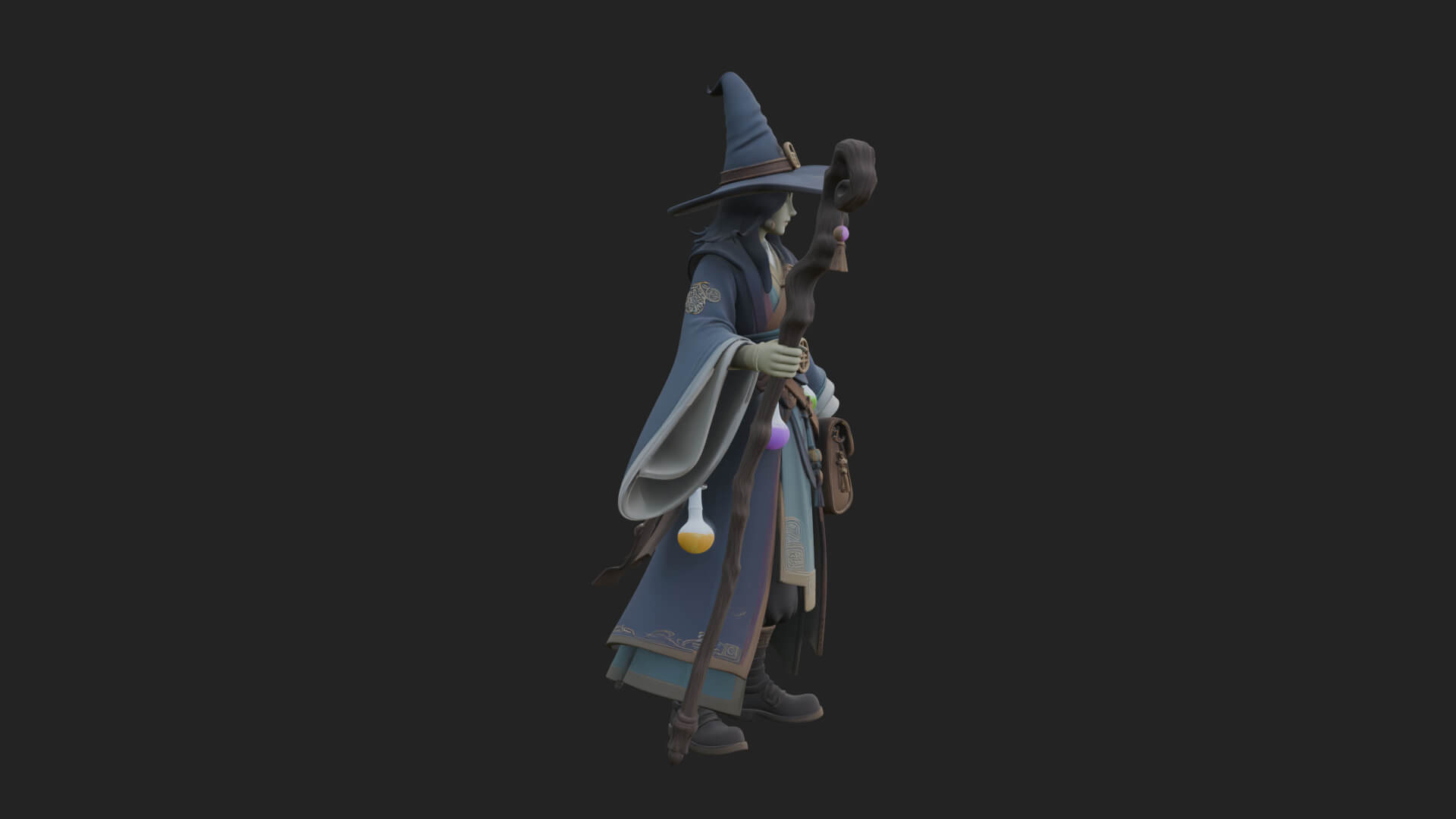 Hooded Wizard with Staff Statue Design 25 3D Print Model 3D Model
