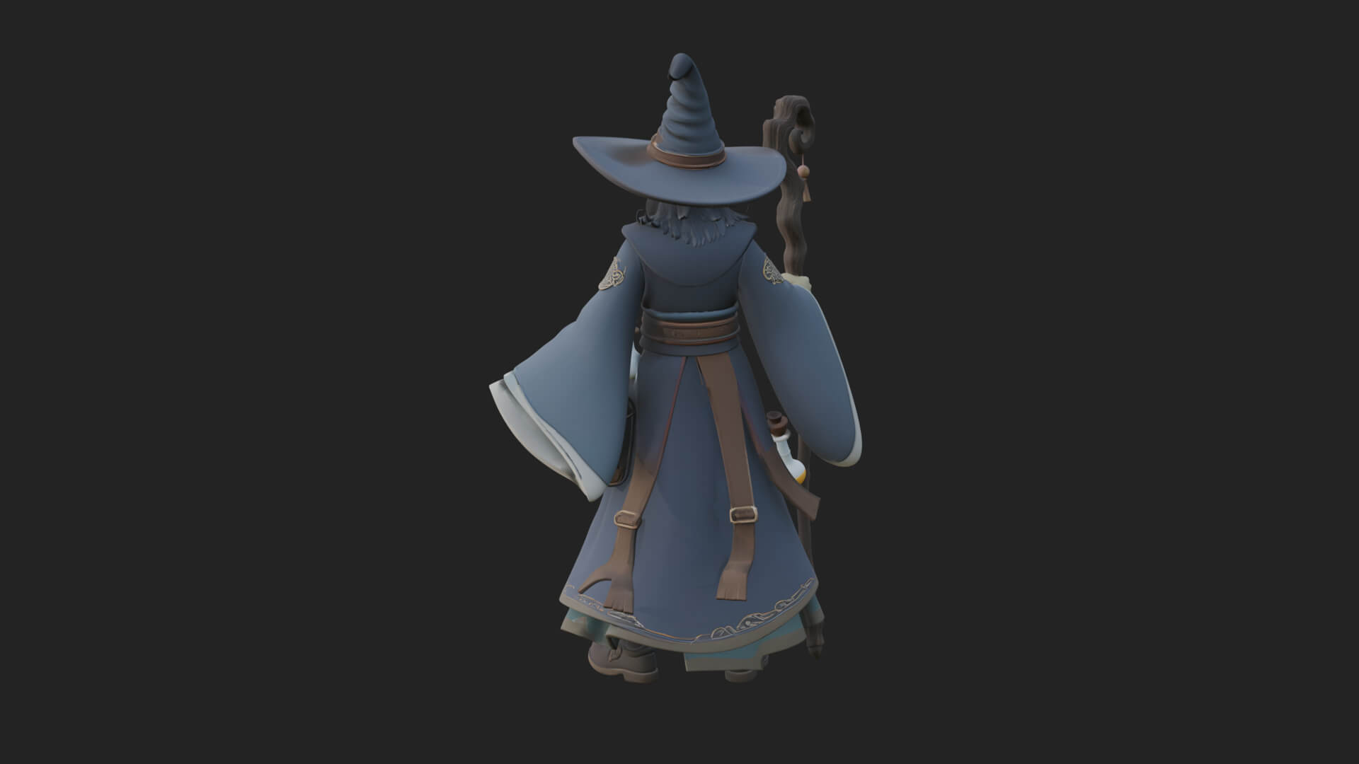 Hooded Wizard with Staff Statue Design 25 3D Print Model 3D Model