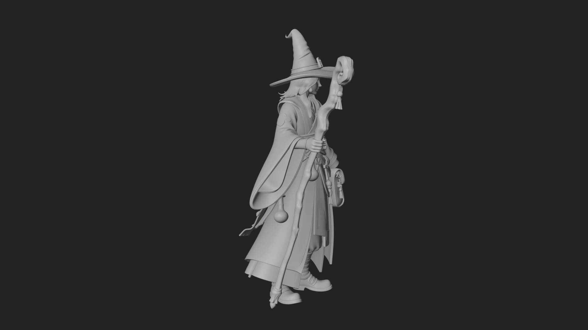 Hooded Wizard with Staff Statue Design 25 3D Print Model 3D Model