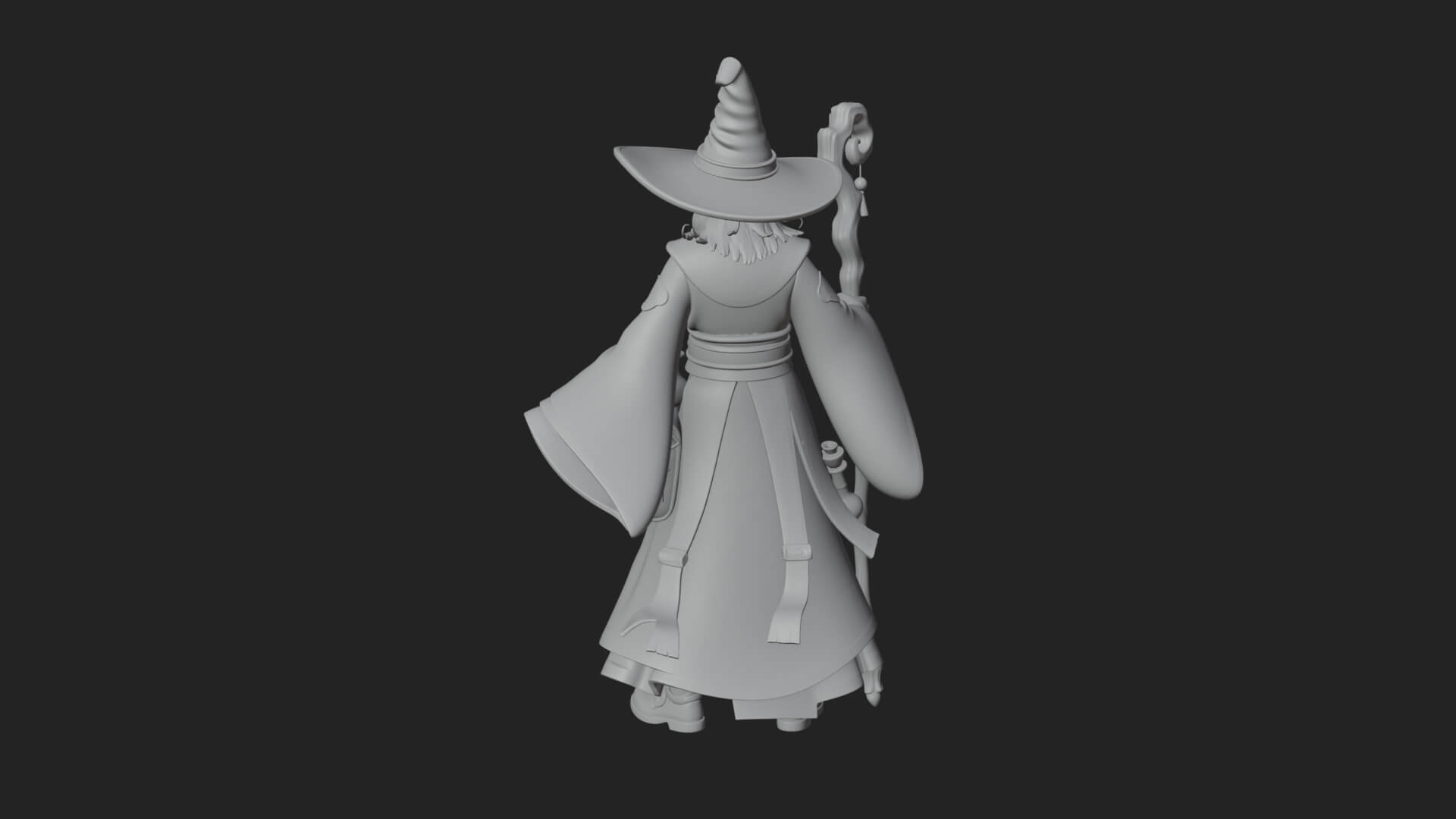 Hooded Wizard with Staff Statue Design 25 3D Print Model 3D Model