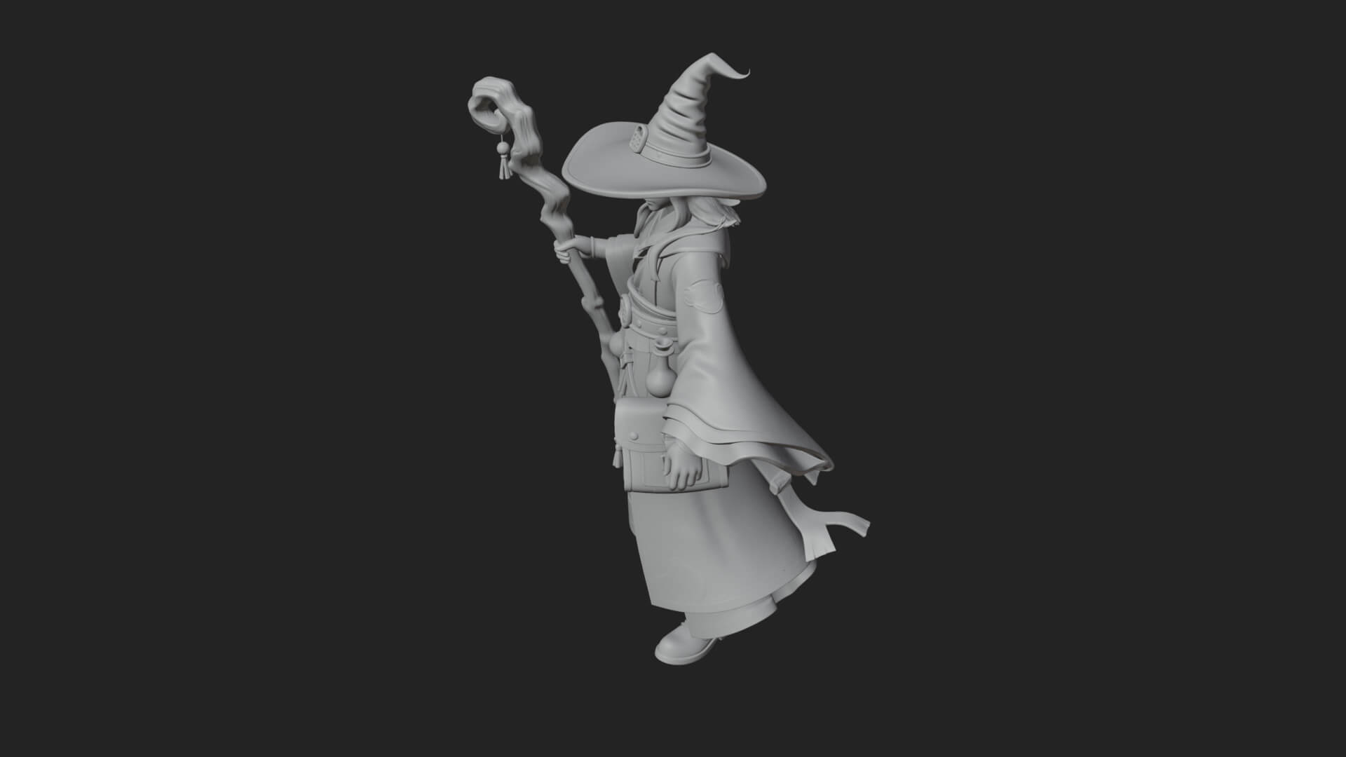 Hooded Wizard with Staff Statue Design 25 3D Print Model 3D Model