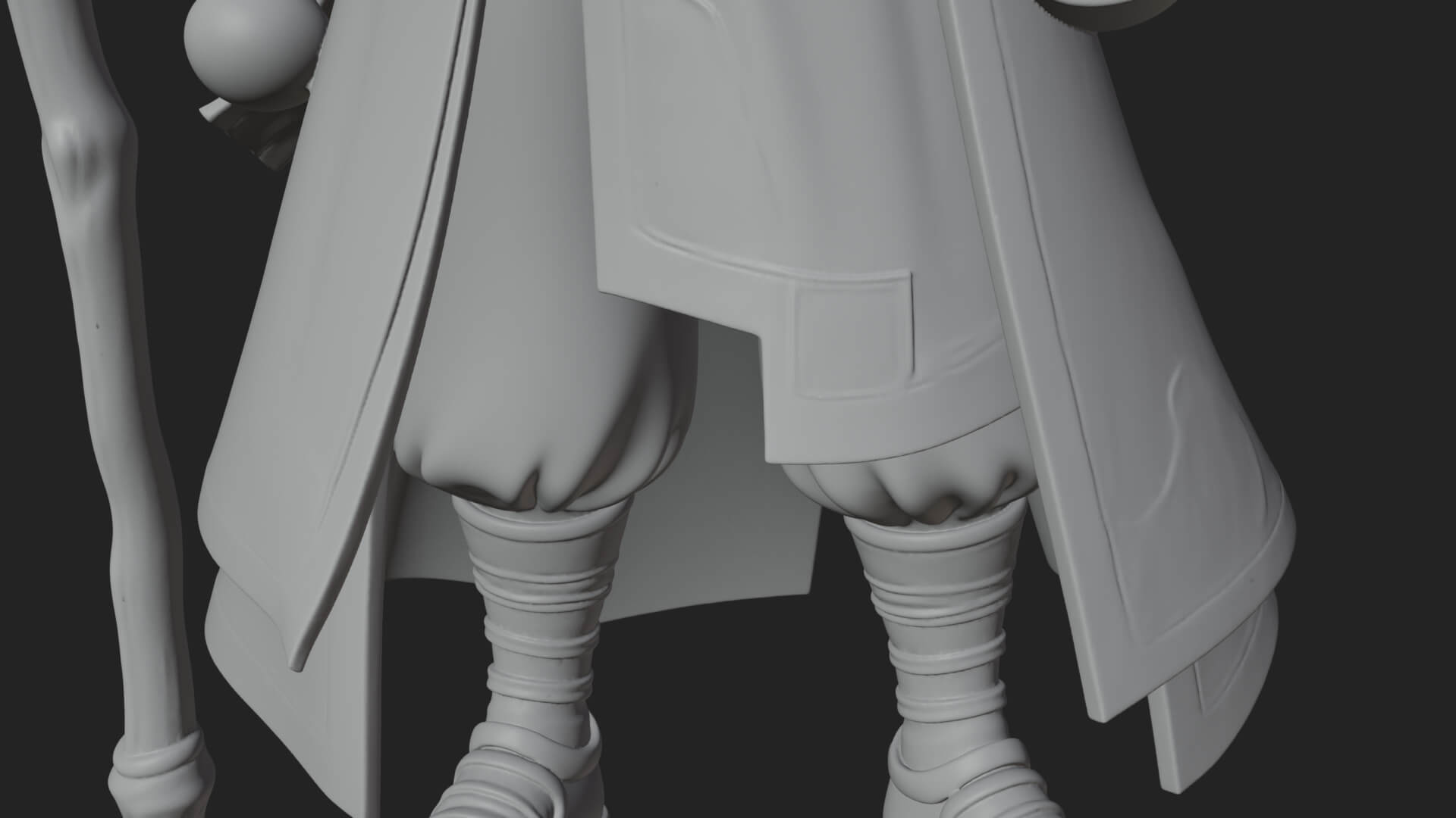 Hooded Wizard with Staff Statue Design 25 3D Print Model 3D Model