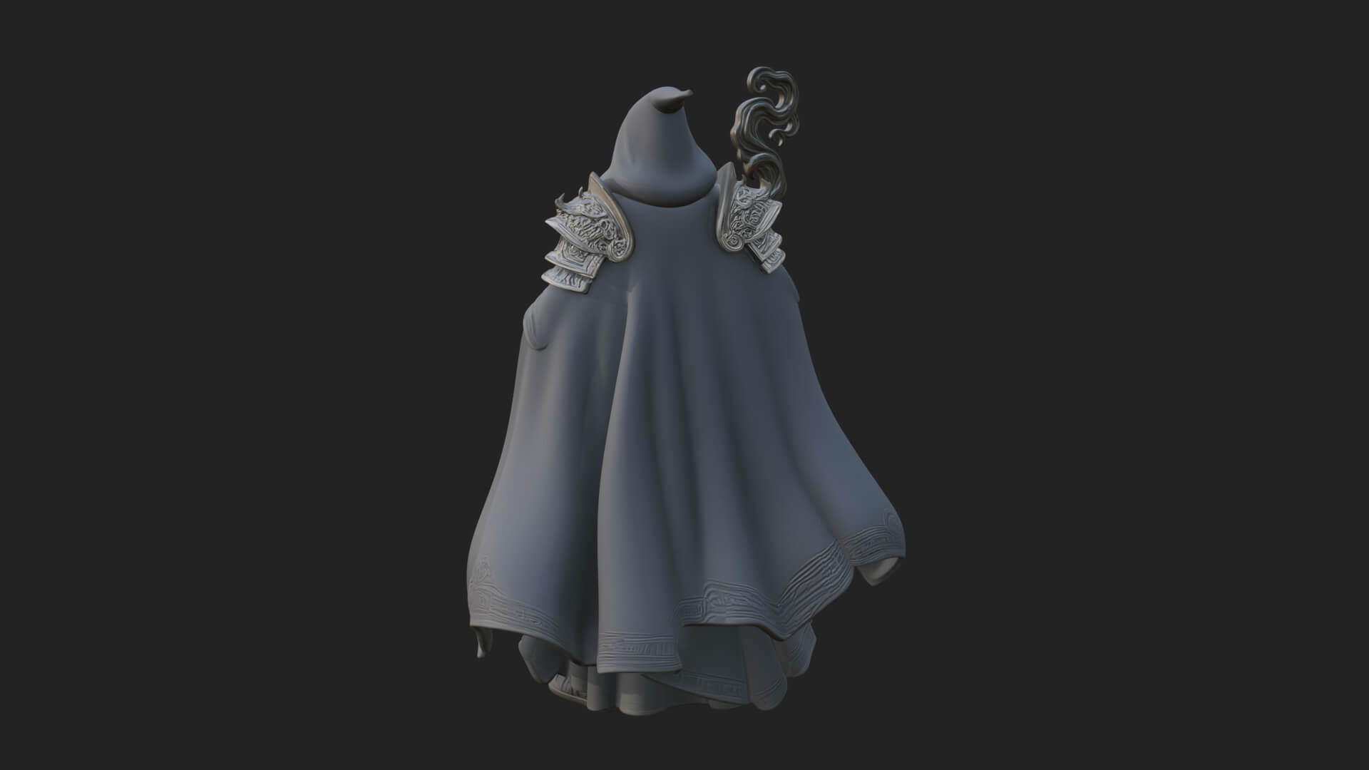 Hooded Wizard with Staff Statue Design 27 3D Print Model 3D Model
