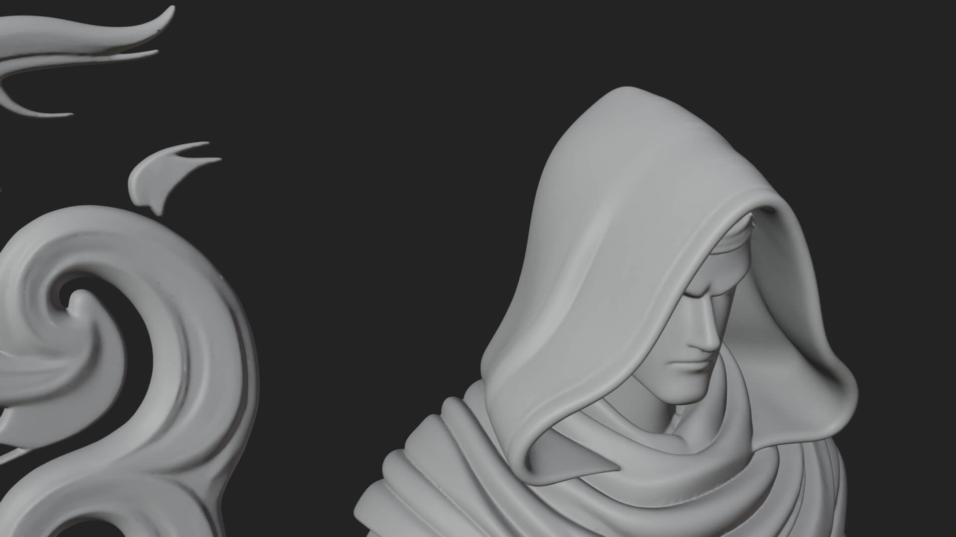 Hooded Wizard with Staff Statue Design 28 3D Print Model 3D Model