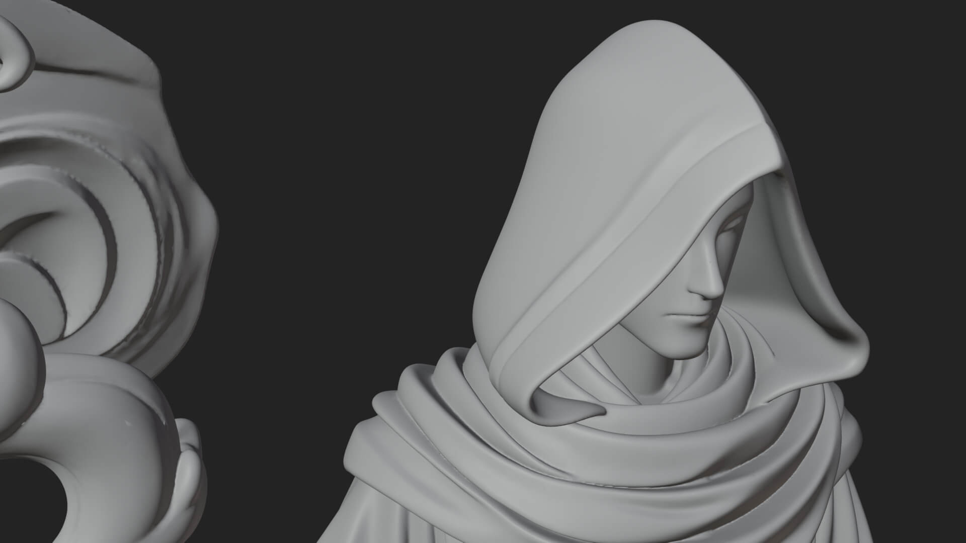 Hooded Wizard with Staff Statue Design 29 3D Print Model 3D Model