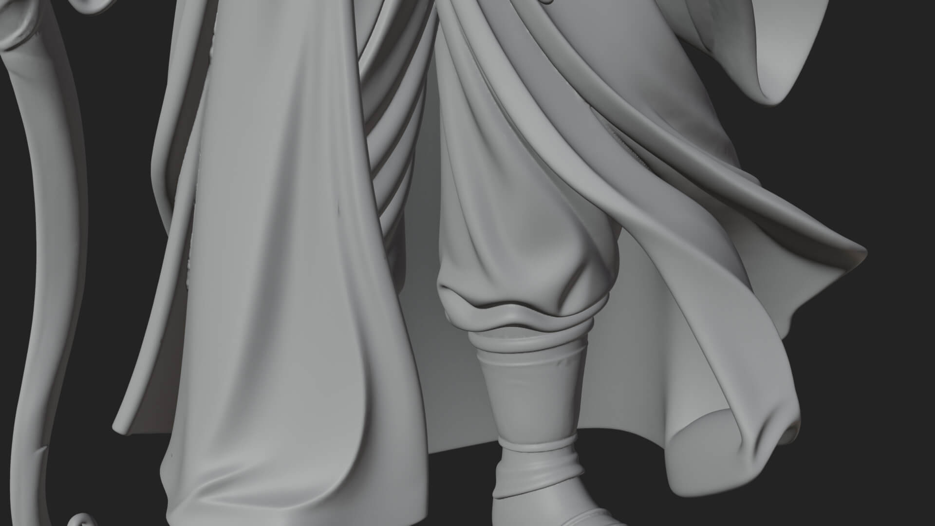Hooded Wizard with Staff Statue Design 29 3D Print Model 3D Model