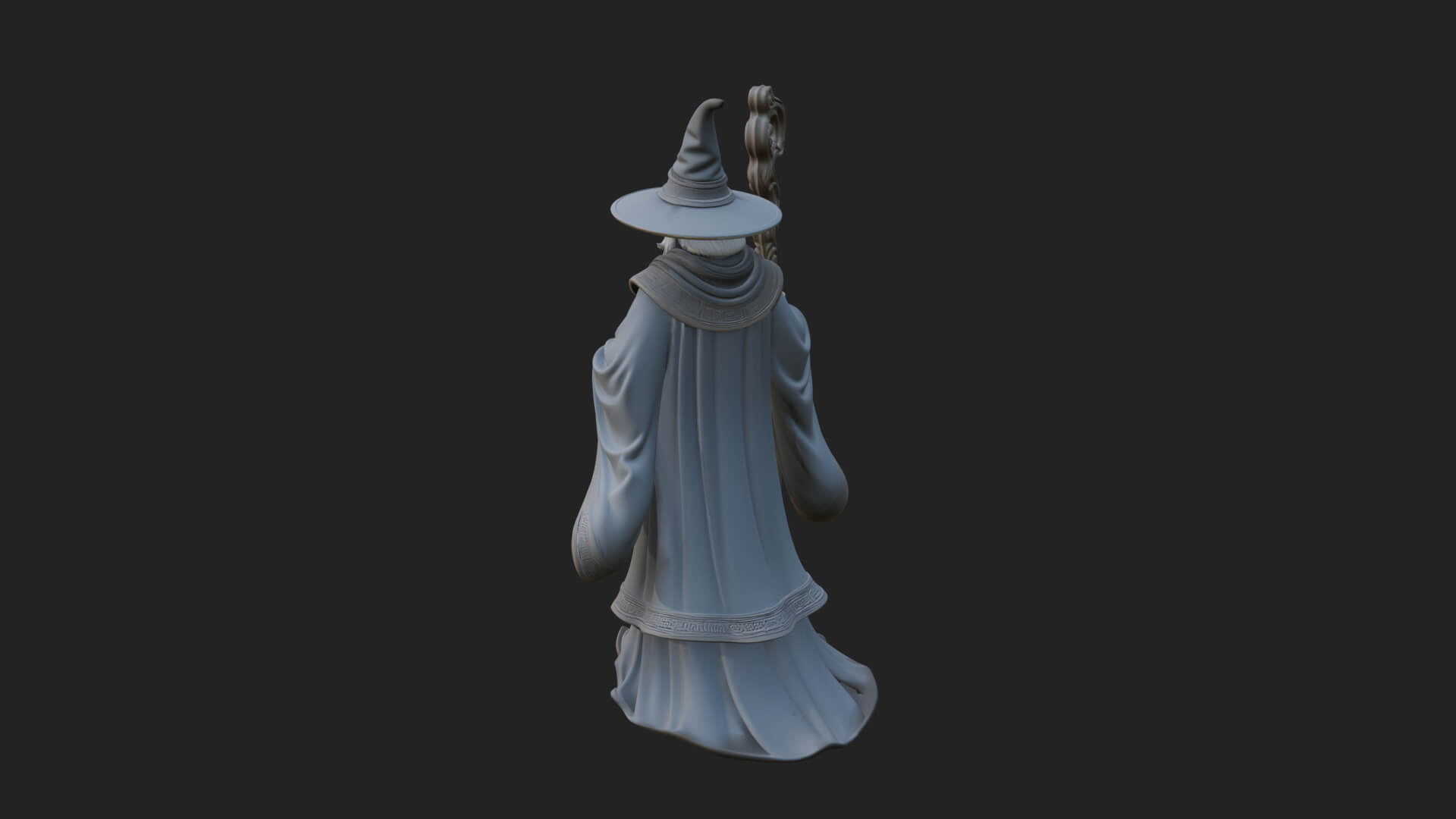 Hooded Wizard With Staff Statue Design 30 3D Print Model 3D Model
