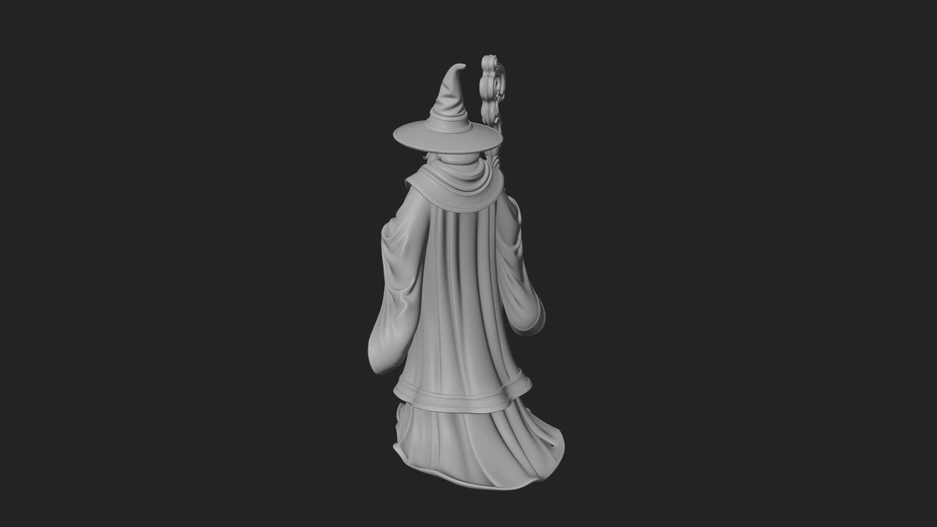 Hooded Wizard With Staff Statue Design 30 3D Print Model 3D Model