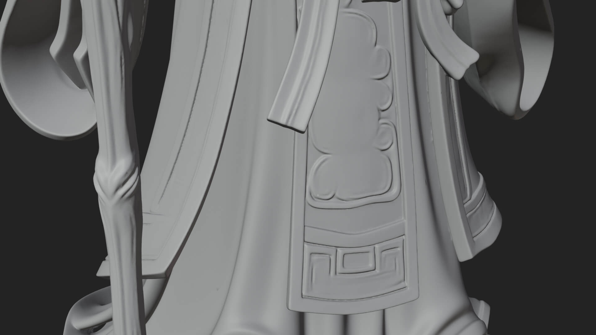 Hooded Wizard With Staff Statue Design 30 3D Print Model 3D Model