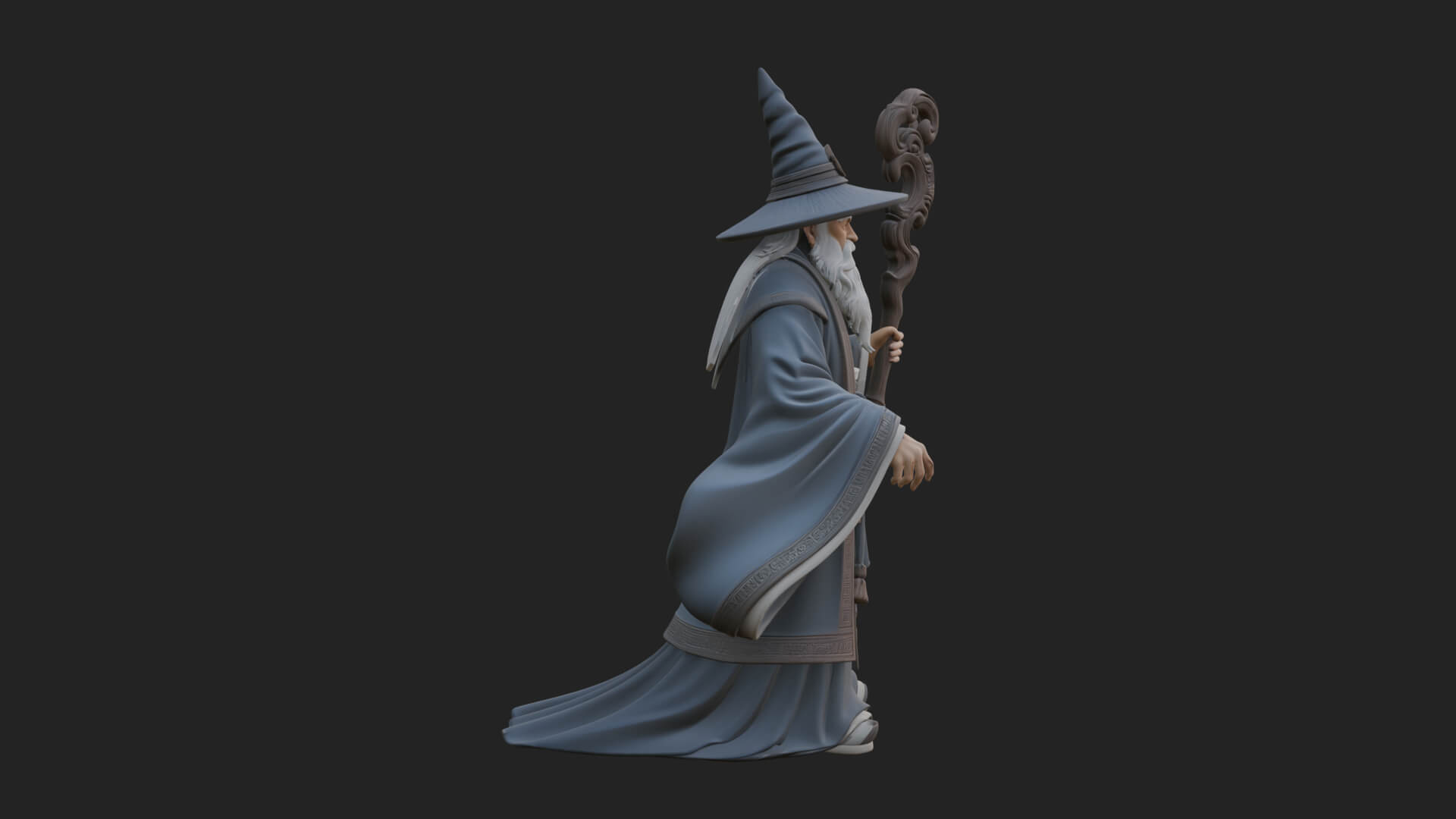 Hooded Wizard With Staff Statue Design 31 3D Print Model 3D Model